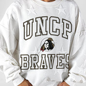 UNC AT PEMBROKE BRAVES BIG PLAY ENERGY EMBOSSED STAR CREWNECK
