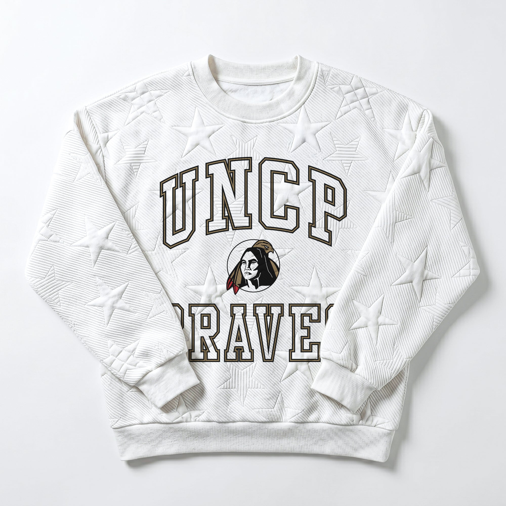 UNC AT PEMBROKE BRAVES BIG PLAY ENERGY EMBOSSED STAR CREWNECK