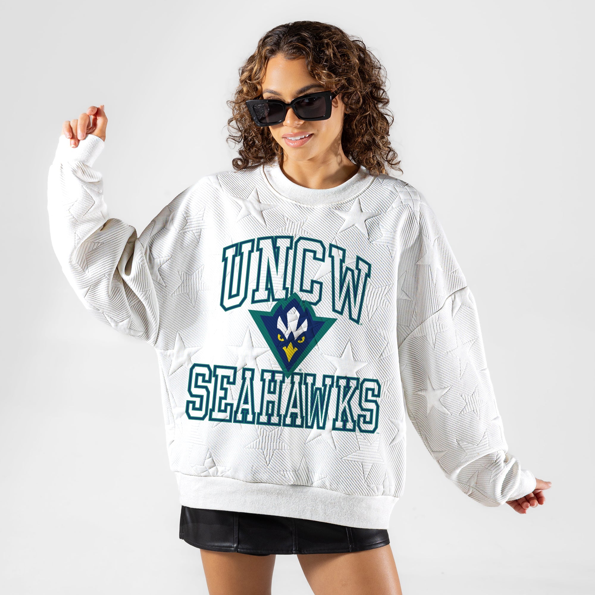 UNC WILMINGTON SEAHAWKS BIG PLAY ENERGY EMBOSSED STAR CREWNECK