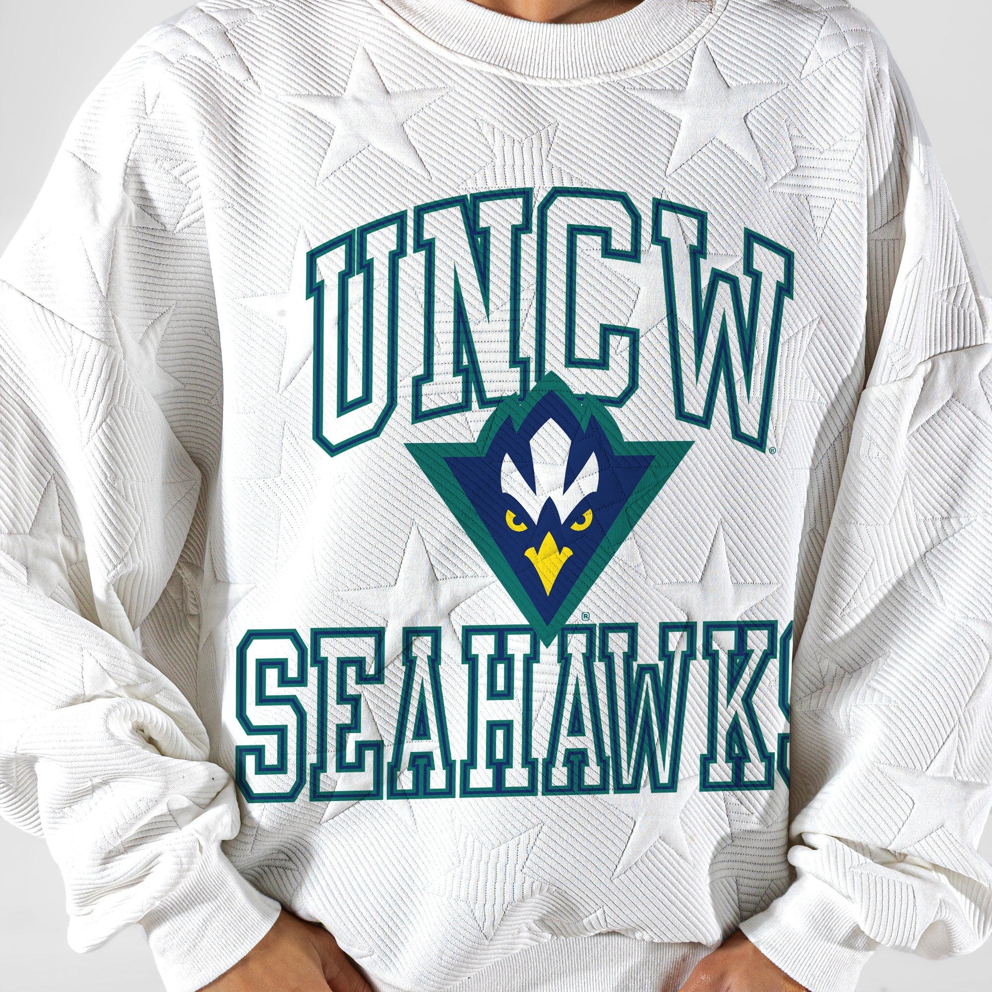 UNC WILMINGTON SEAHAWKS BIG PLAY ENERGY EMBOSSED STAR CREWNECK