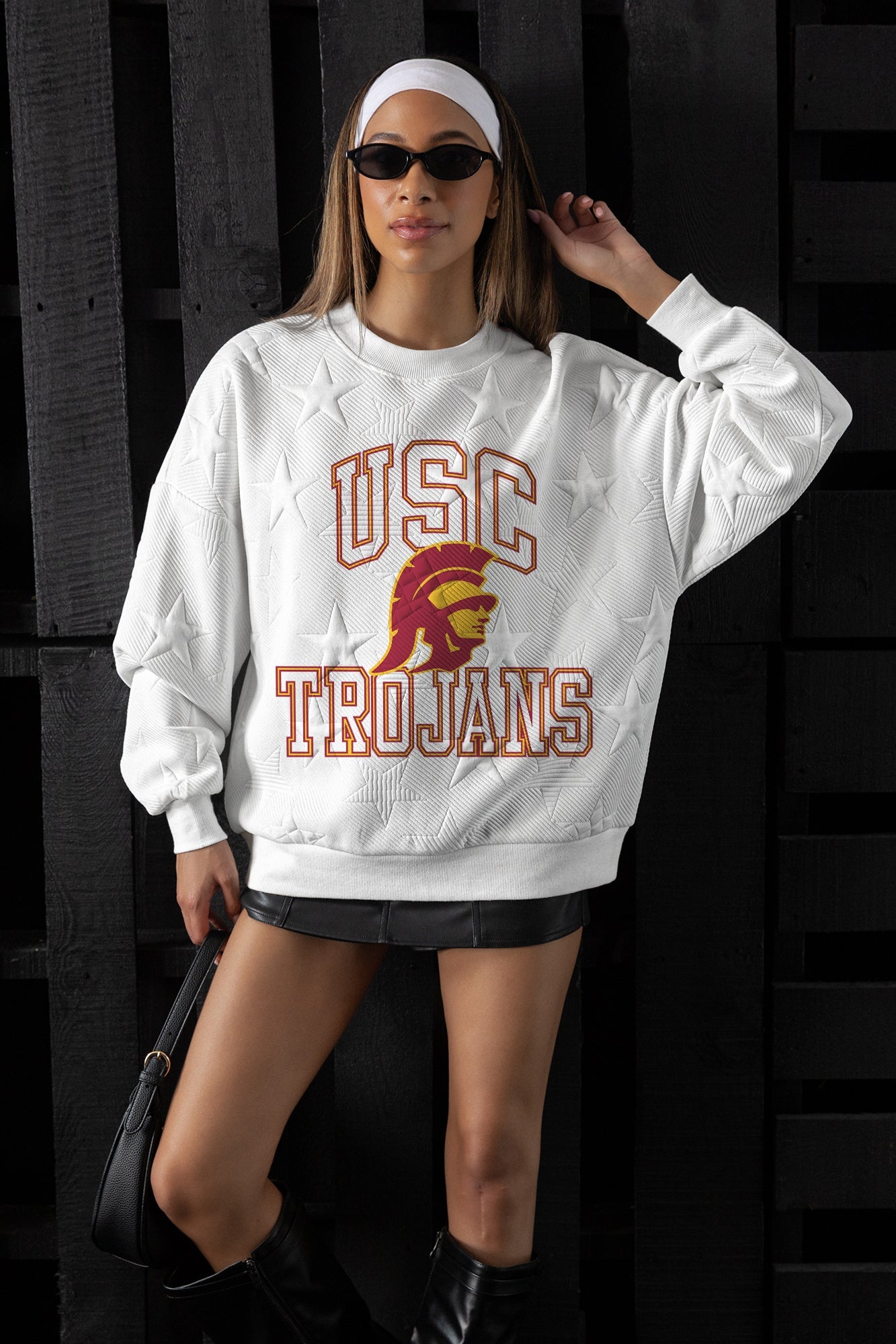 USC TROJANS BIG PLAY ENERGY EMBOSSED STAR CREWNECK