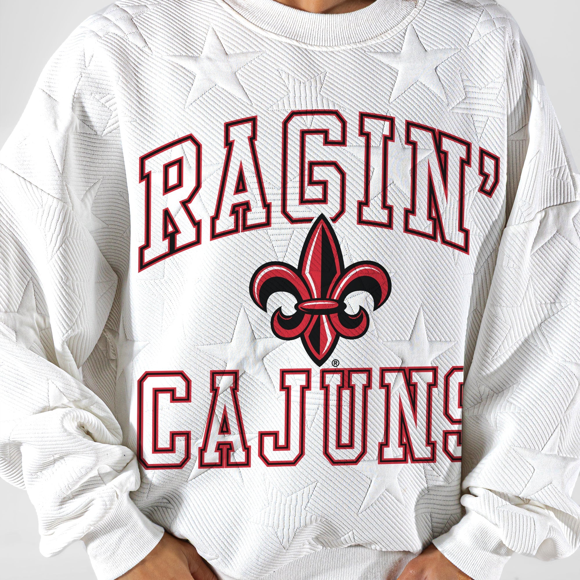 LOUISIANA RAGIN' CAJUNS BIG PLAY ENERGY EMBOSSED STAR CREWNECK