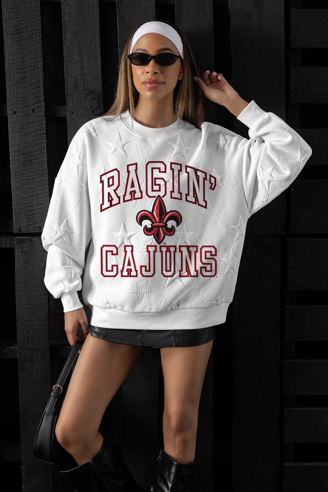 LOUISIANA RAGIN' CAJUNS BIG PLAY ENERGY EMBOSSED STAR CREWNECK