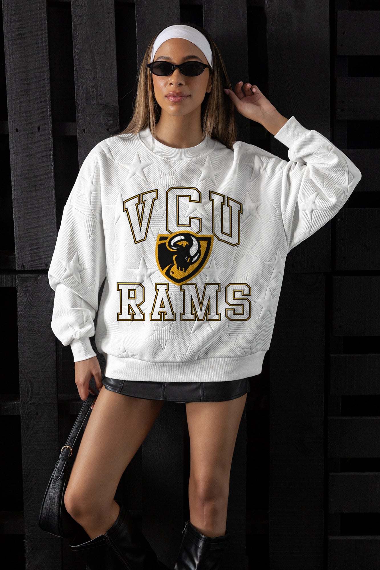 VIRGINIA COMMONWEALTH RAMS BIG PLAY ENERGY EMBOSSED STAR CREWNECK