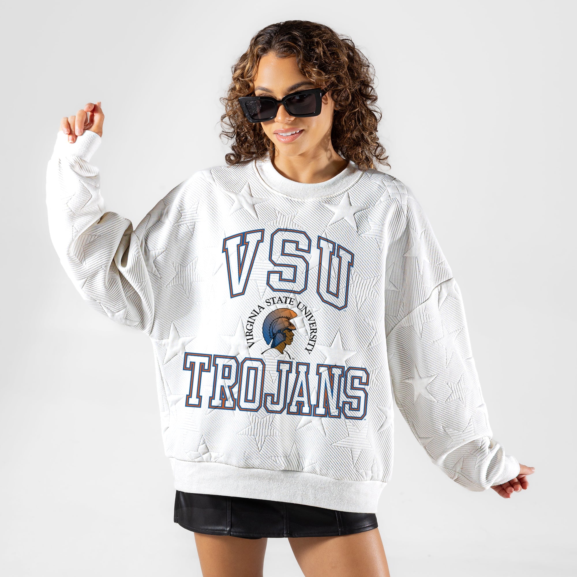 VIRGINIA STATE TROJANS BIG PLAY ENERGY EMBOSSED STAR CREWNECK