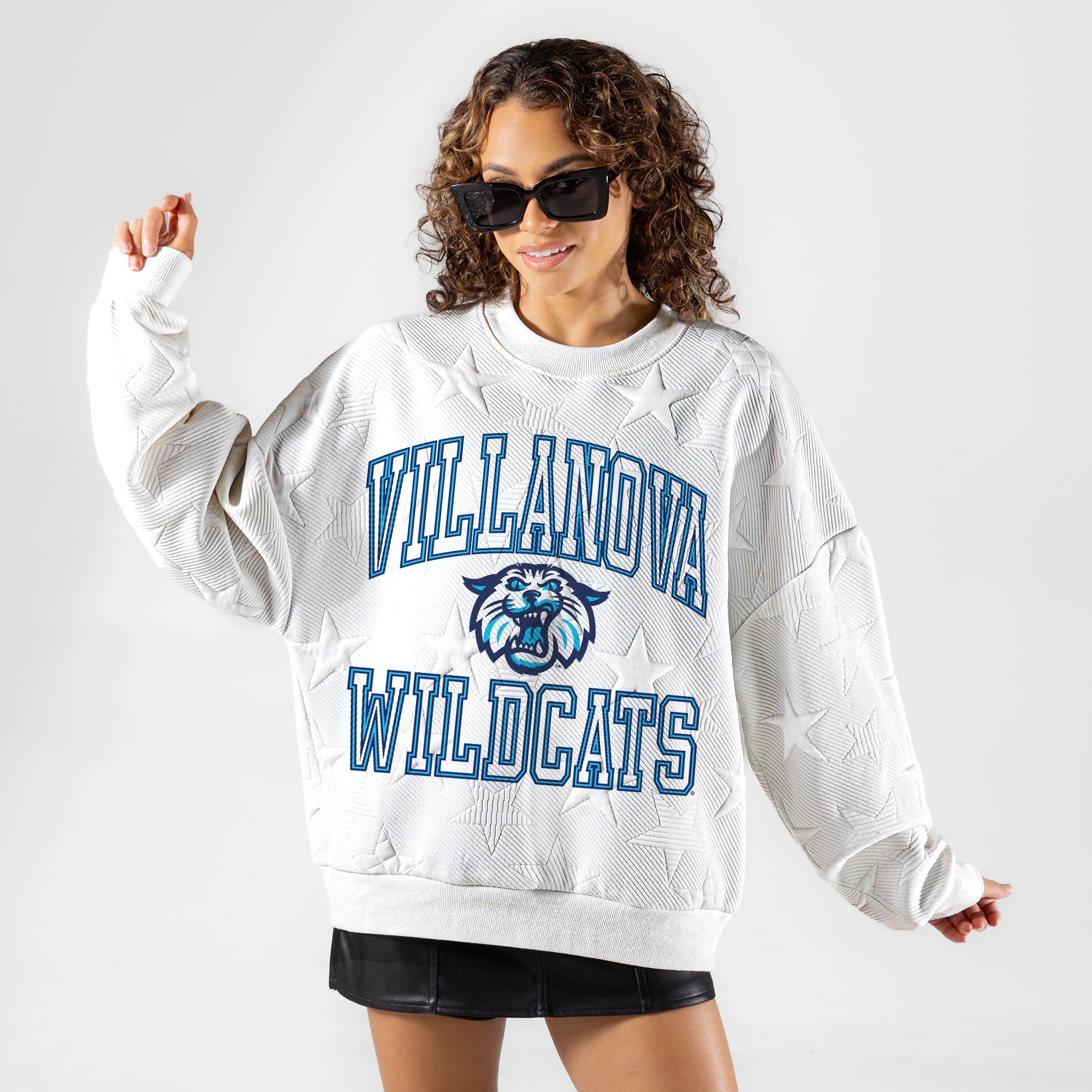VILLANOVA WILDCATS BIG PLAY ENERGY EMBOSSED STAR CREWNECK