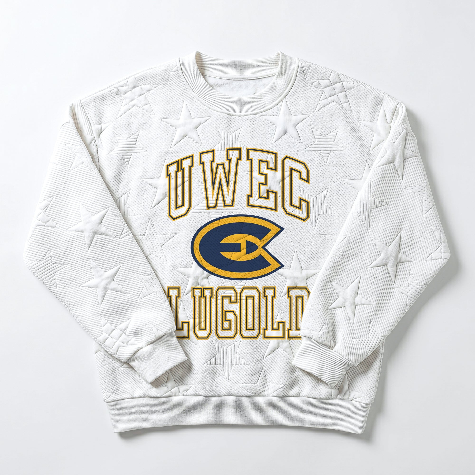 WISCONSIN-EAU CLAIRE BLUGOLDS BIG PLAY ENERGY EMBOSSED STAR CREWNECK