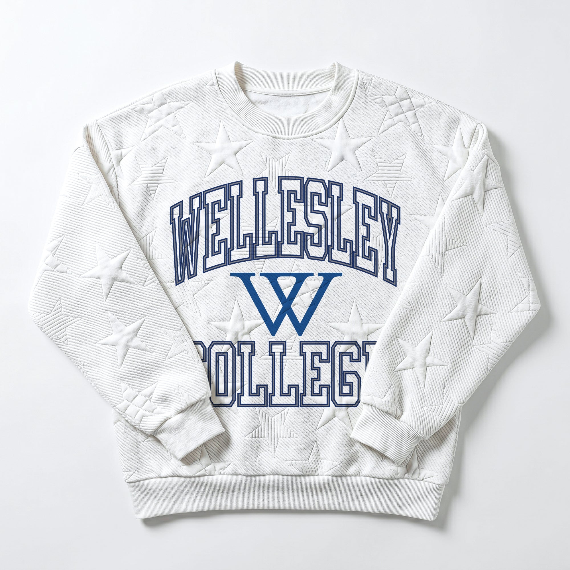 WELLESLEY BLUE BIG PLAY ENERGY EMBOSSED STAR CREWNECK