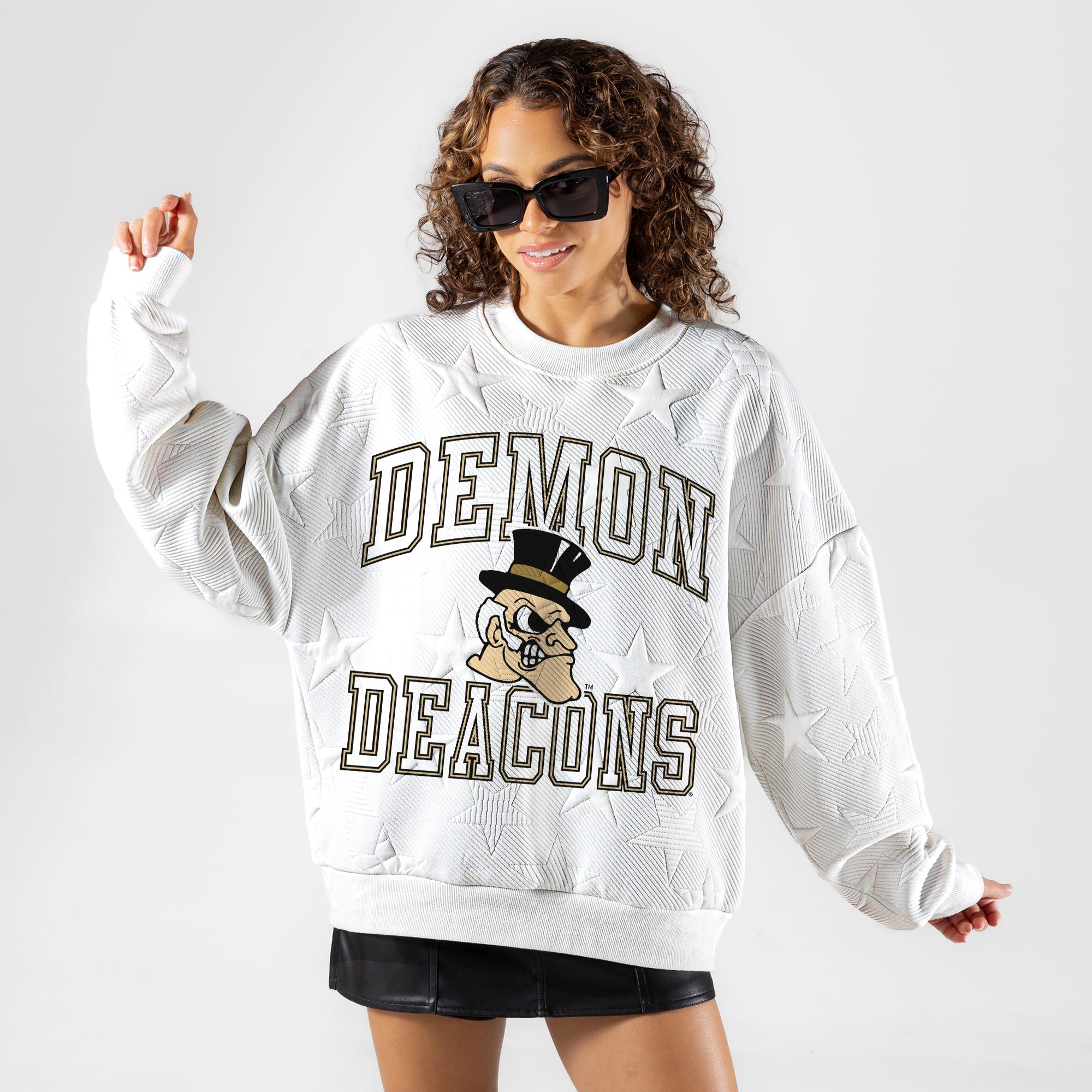 WAKE FOREST DEMON DEACONS BIG PLAY ENERGY EMBOSSED STAR CREWNECK