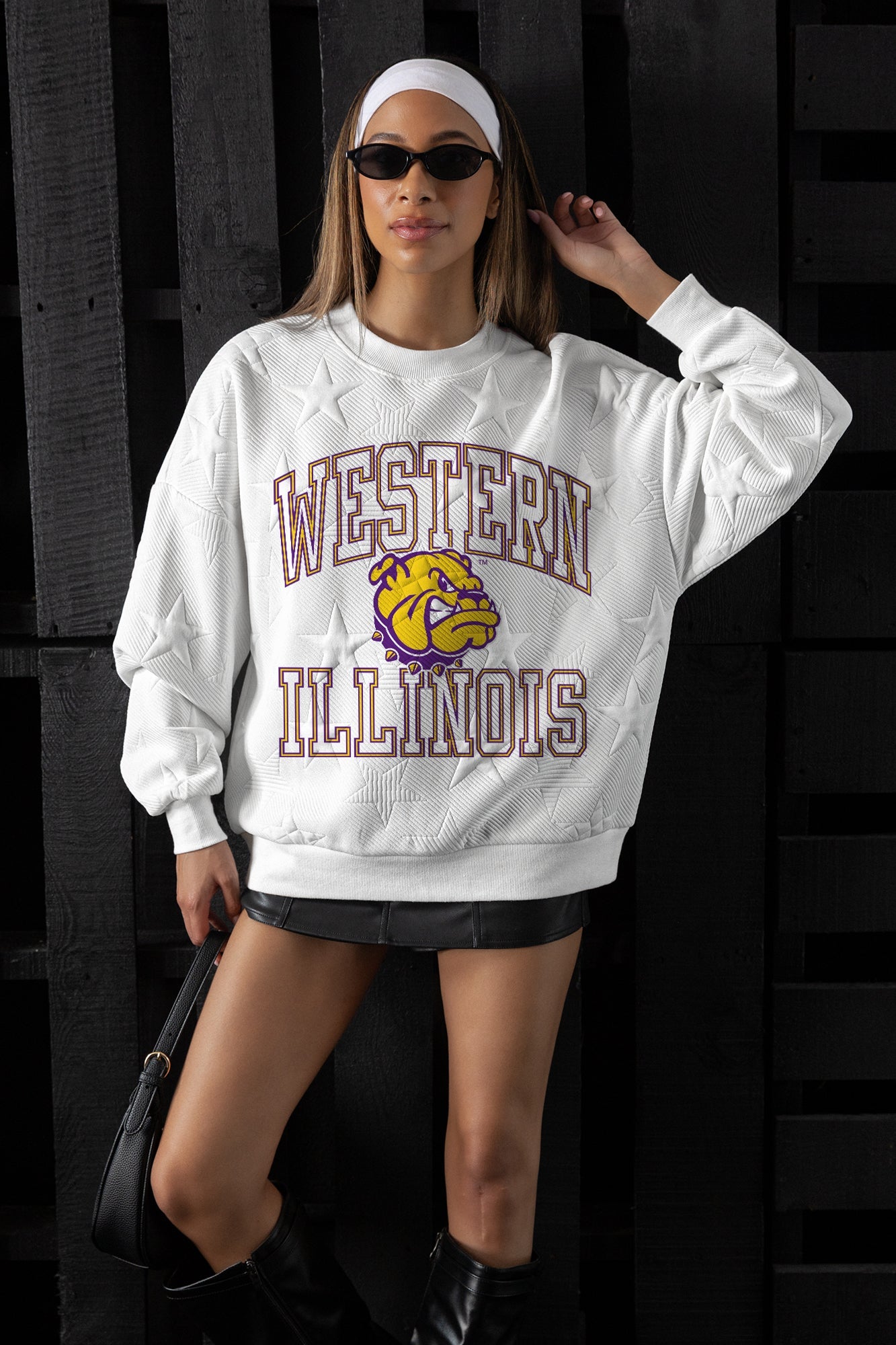 WESTERN ILLINOIS LEATHERNECKS BIG PLAY ENERGY EMBOSSED STAR CREWNECK
