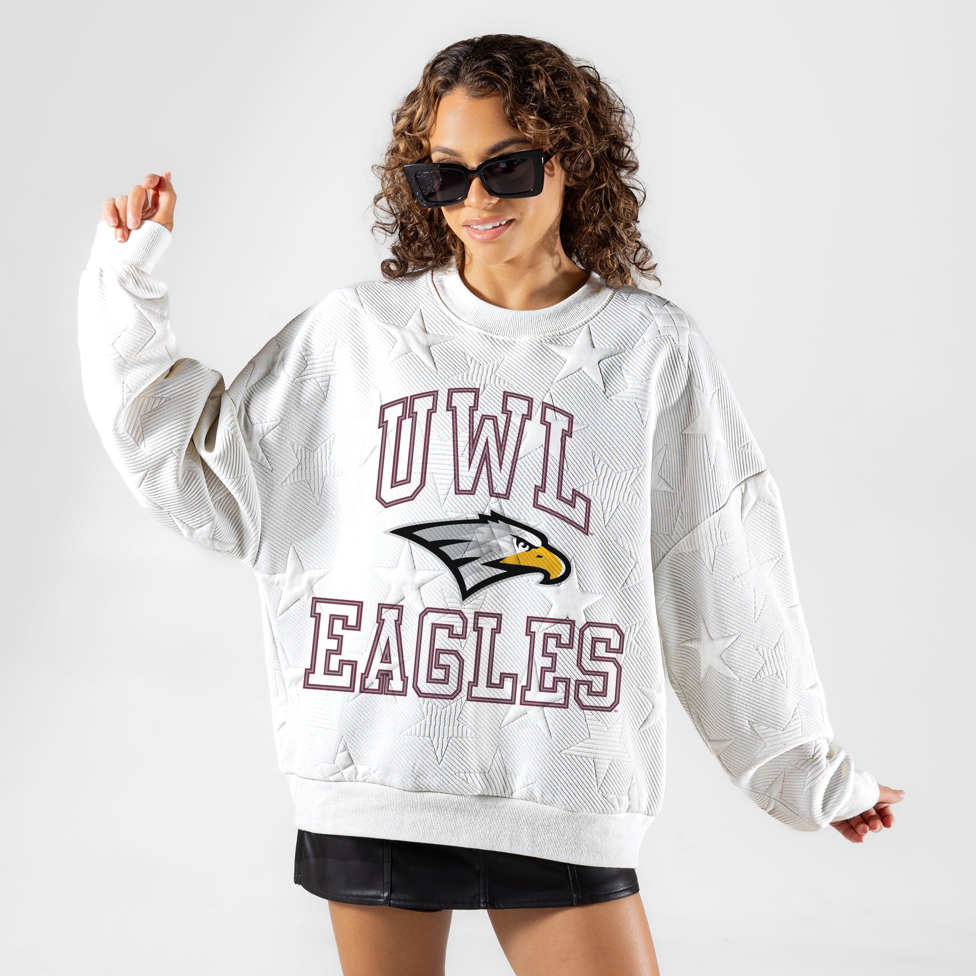 UW LA CROSSE EAGLES BIG PLAY ENERGY EMBOSSED STAR CREWNECK
