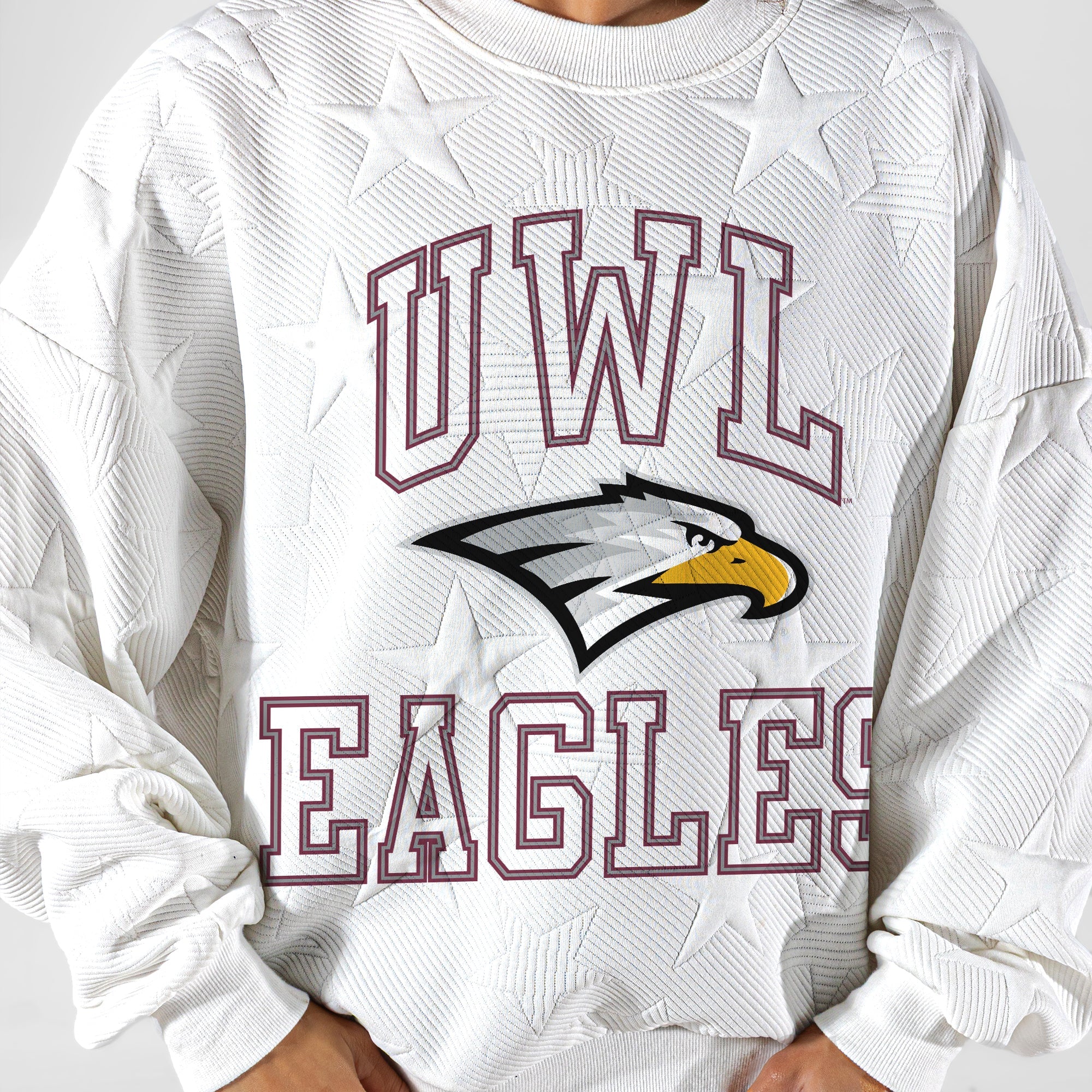 UW LA CROSSE EAGLES BIG PLAY ENERGY EMBOSSED STAR CREWNECK