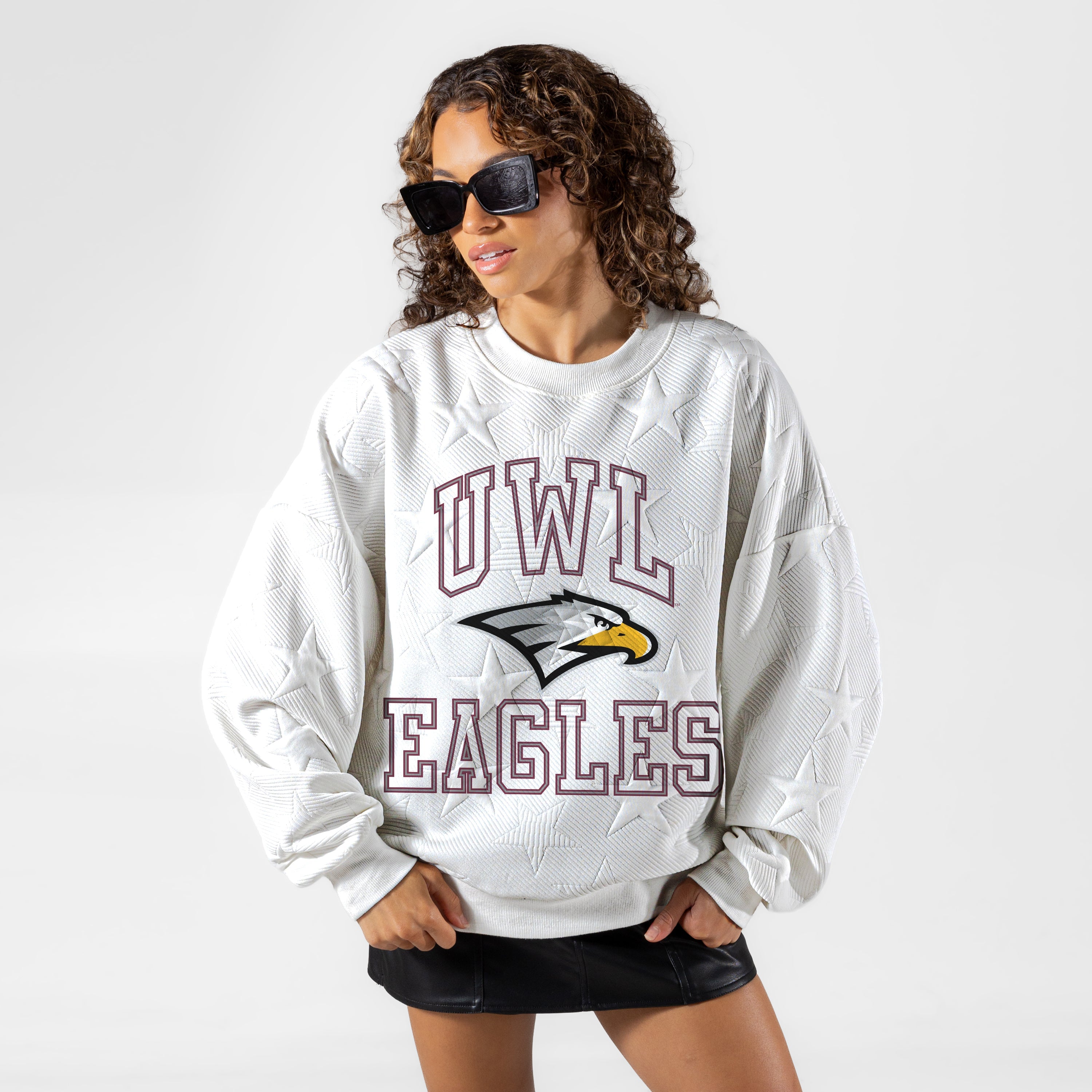 UW LA CROSSE EAGLES BIG PLAY ENERGY EMBOSSED STAR CREWNECK