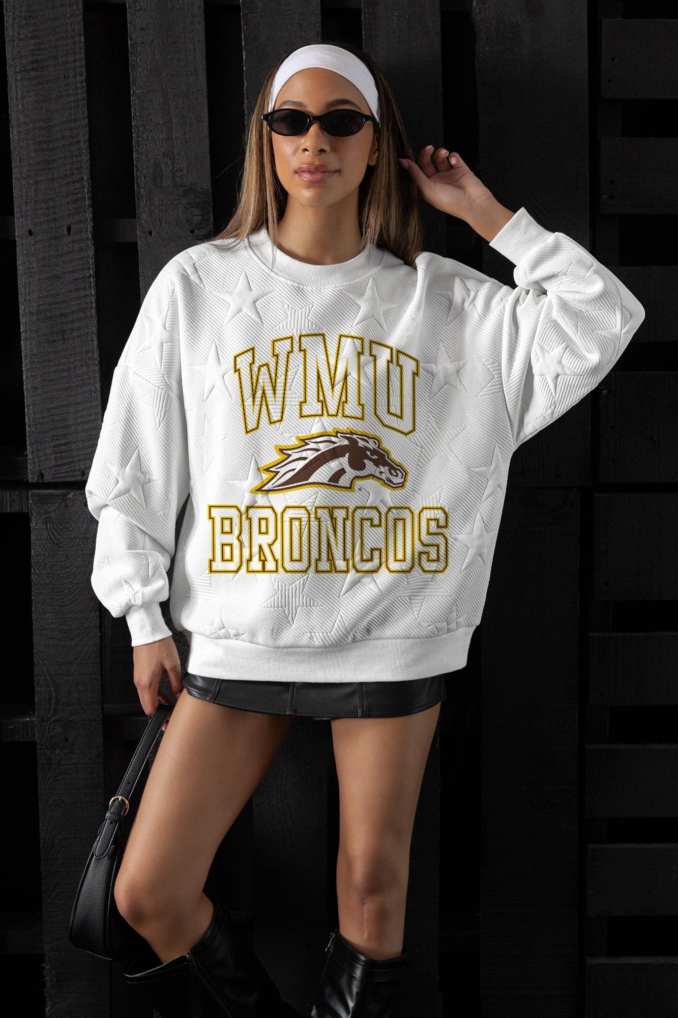 WESTERN MICHIGAN BRONCOS BIG PLAY ENERGY EMBOSSED STAR CREWNECK