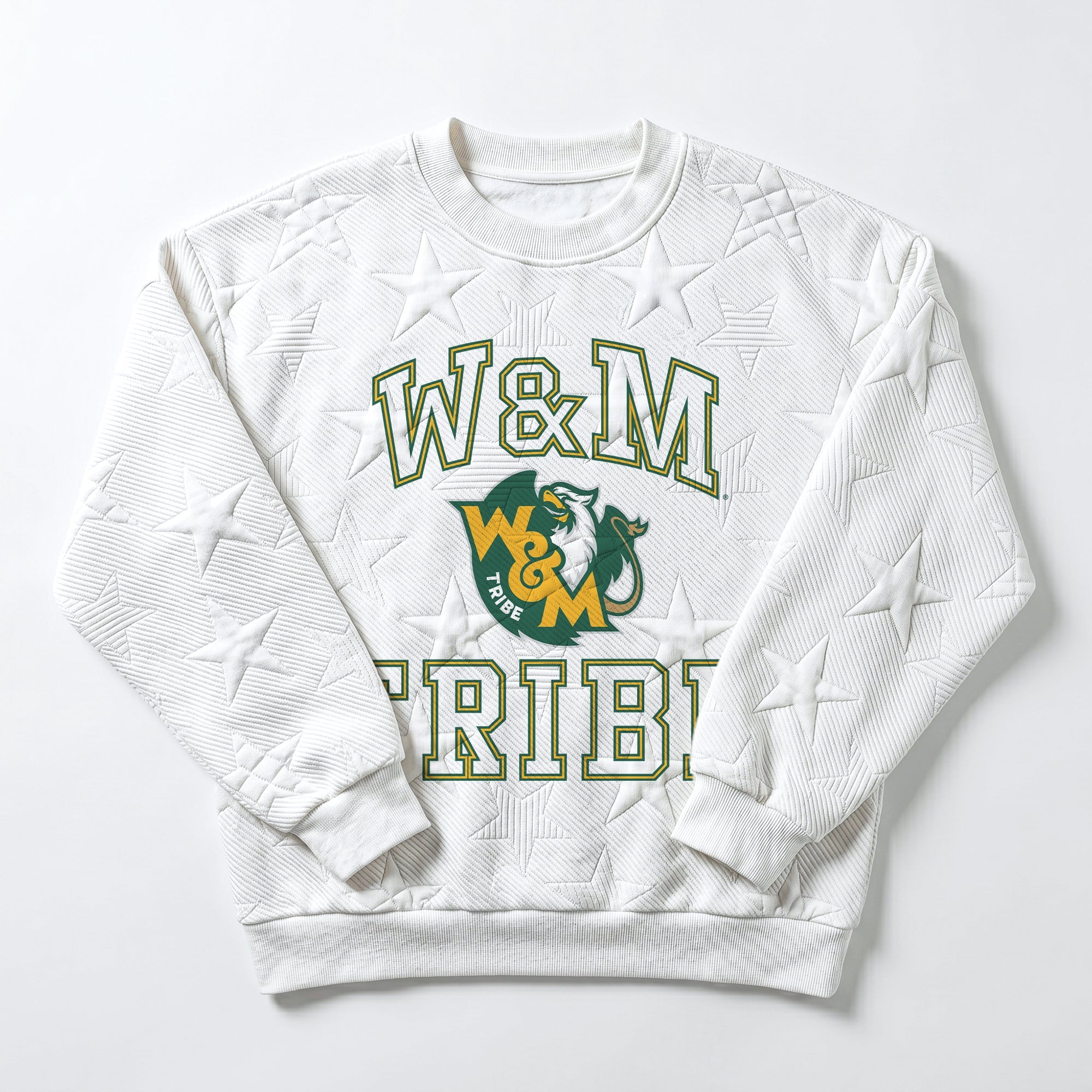 WILLIAM & MARY TRIBE BIG PLAY ENERGY EMBOSSED STAR CREWNECK