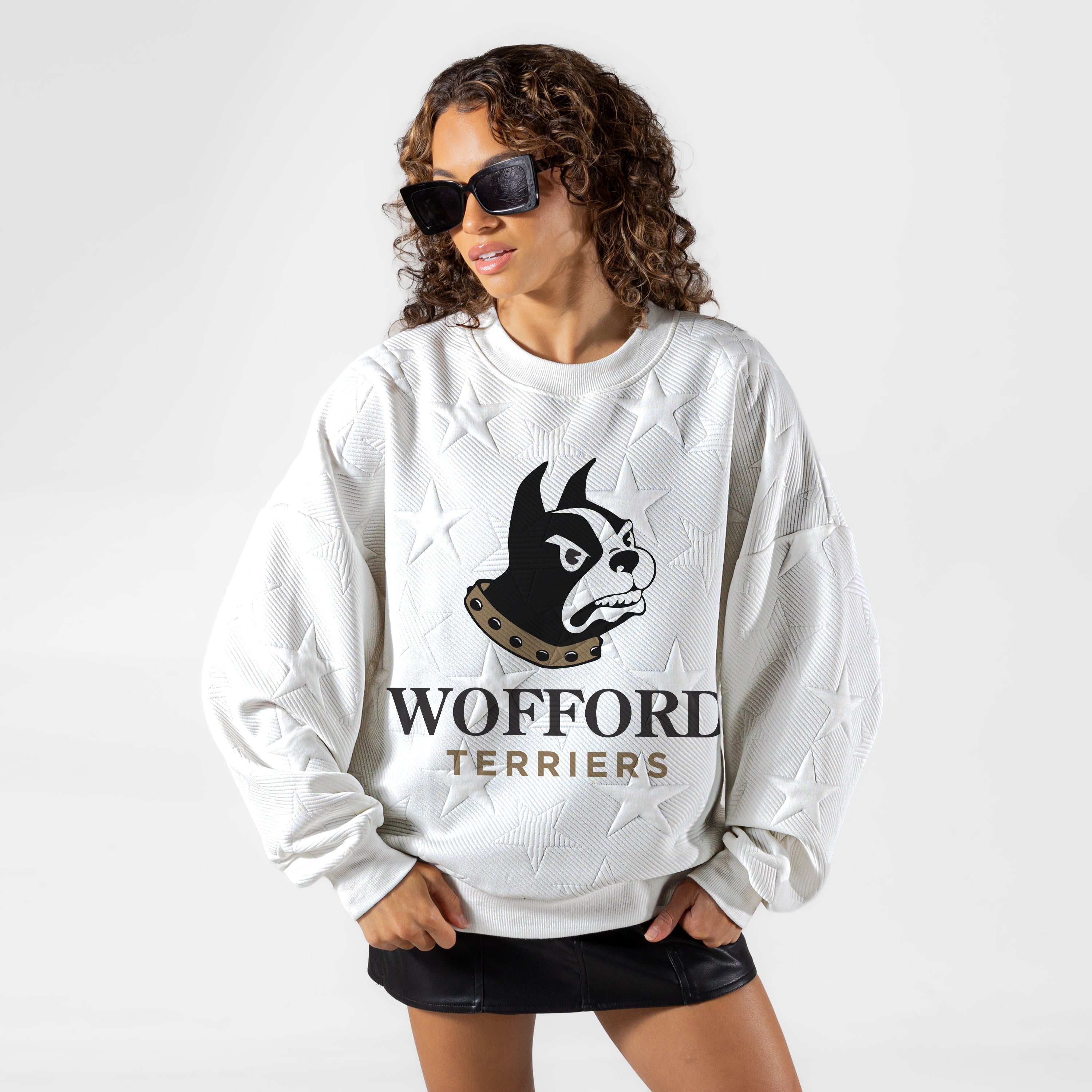 WOFFORD COLLEGE TERRIERS BIG PLAY ENERGY EMBOSSED STAR CREWNECK