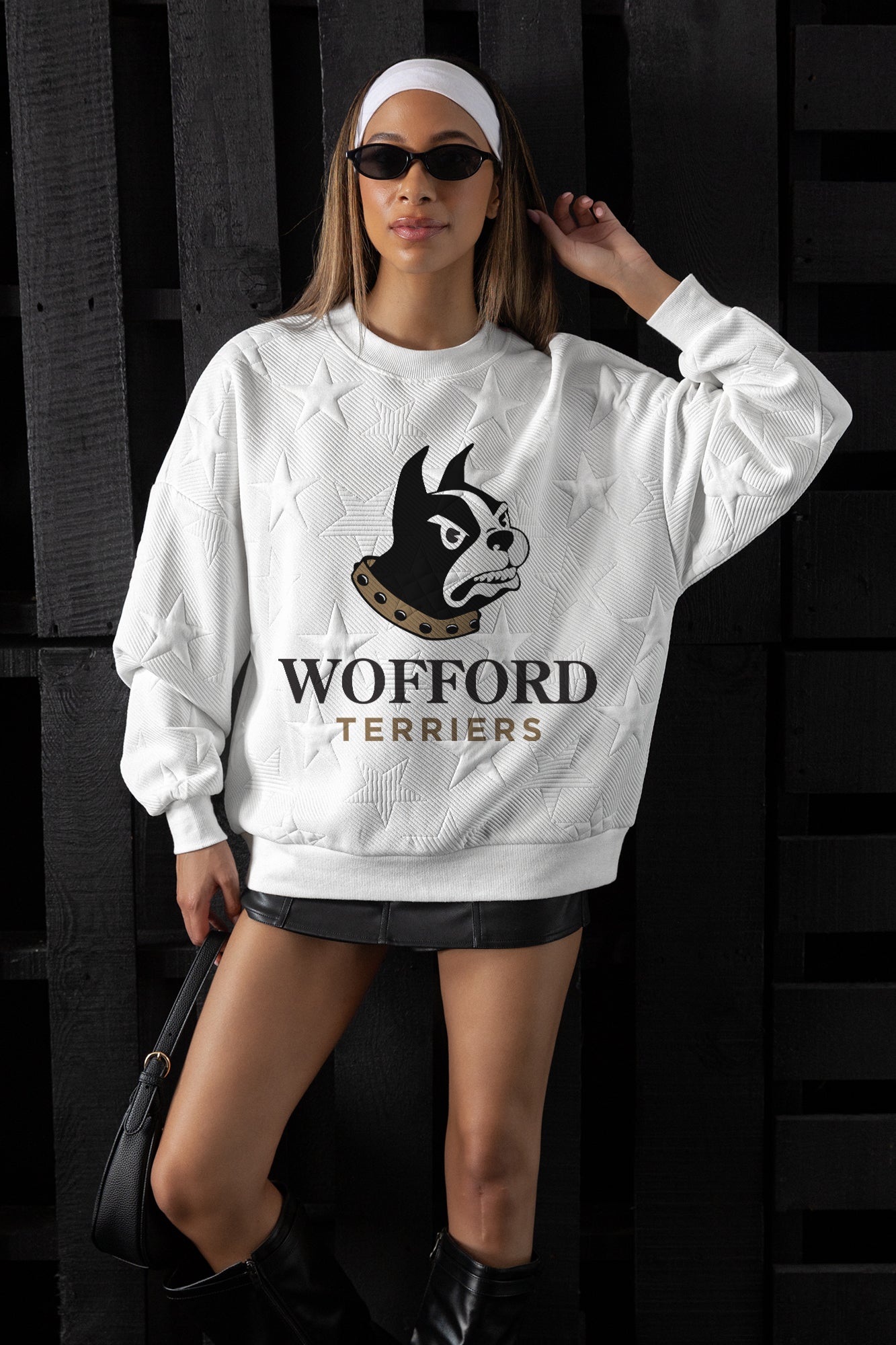 WOFFORD COLLEGE TERRIERS BIG PLAY ENERGY EMBOSSED STAR CREWNECK