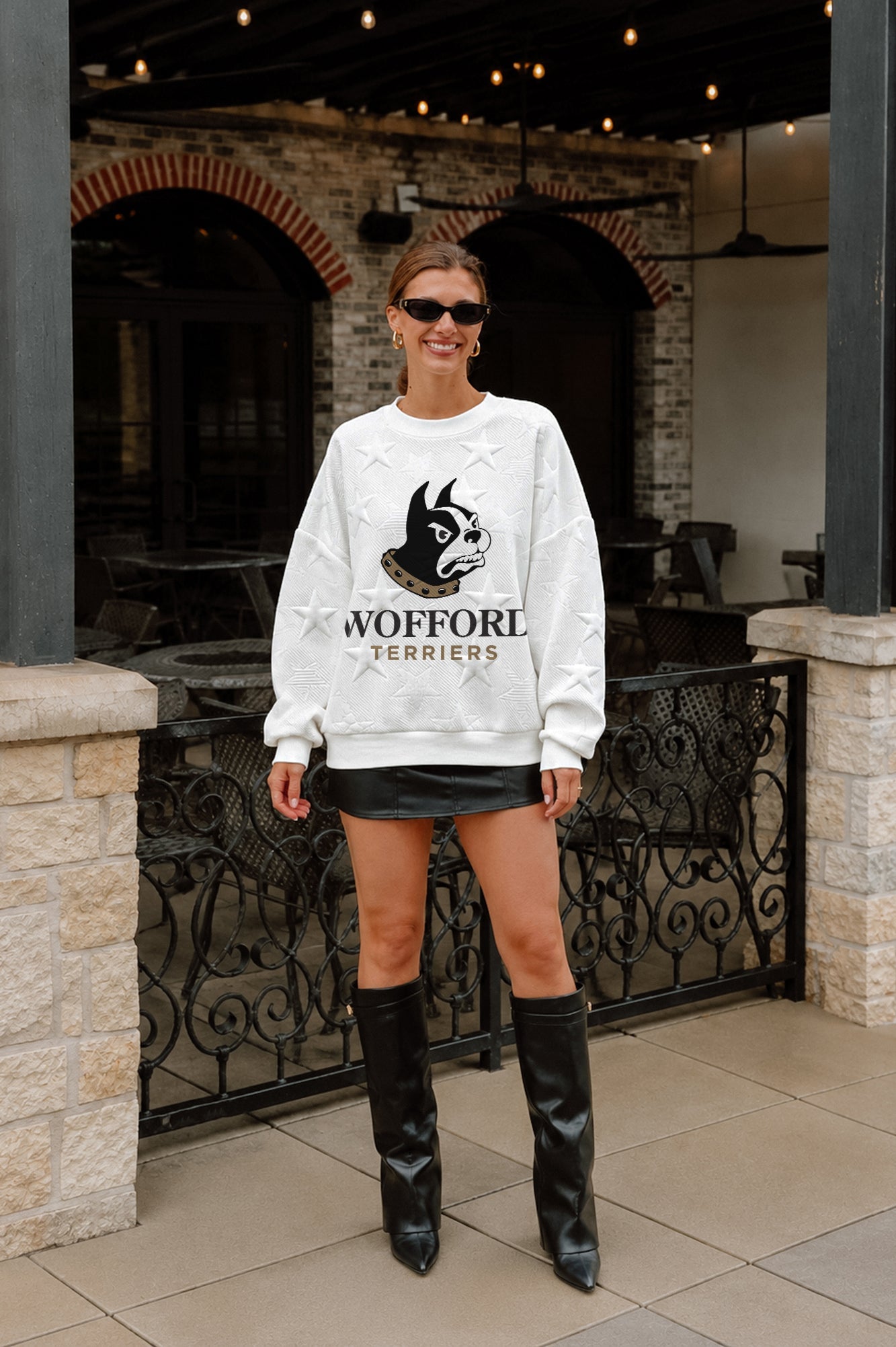 WOFFORD COLLEGE TERRIERS BIG PLAY ENERGY EMBOSSED STAR CREWNECK