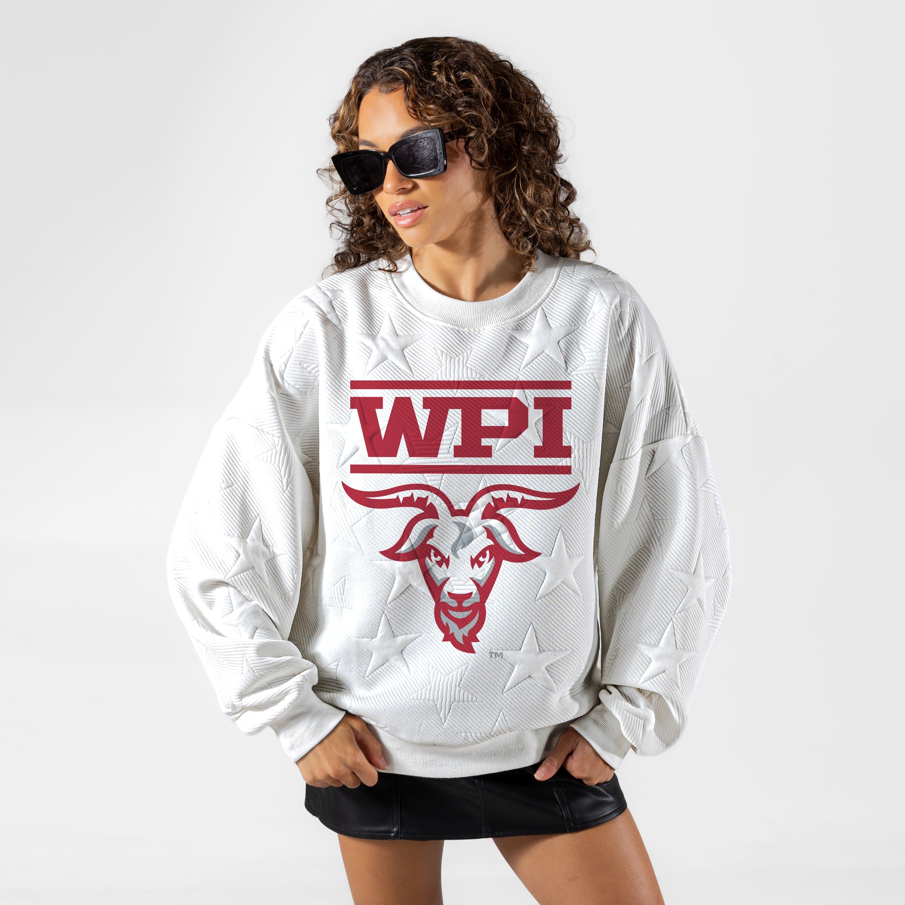 WORCESTER POLYTECHNIC INSTITUTE GOATS BIG PLAY ENERGY EMBOSSED STAR CREWNECK