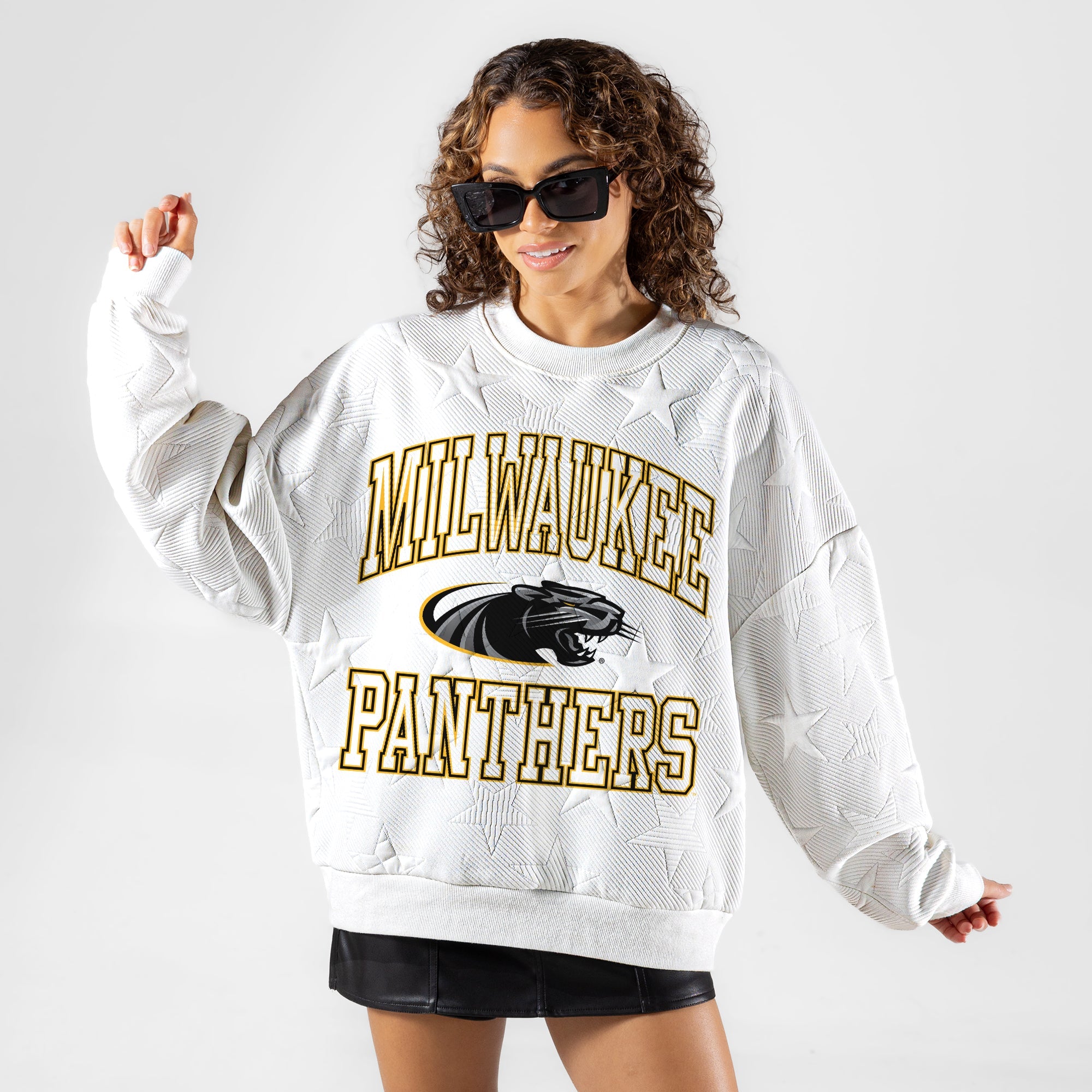 UW-MILWAUKEE PANTHERS BIG PLAY ENERGY EMBOSSED STAR CREWNECK