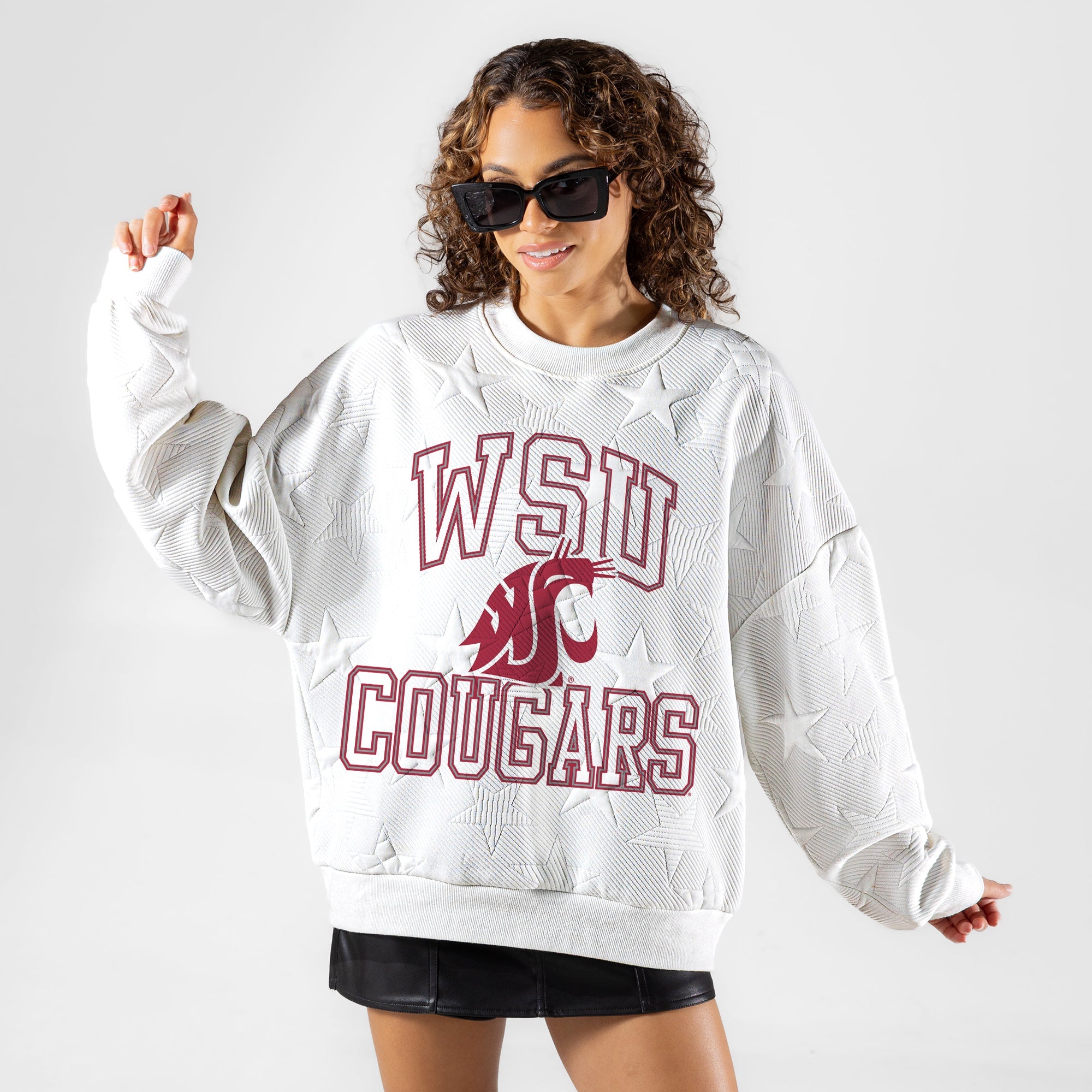 WASHINGTON STATE COUGARS BIG PLAY ENERGY EMBOSSED STAR CREWNECK