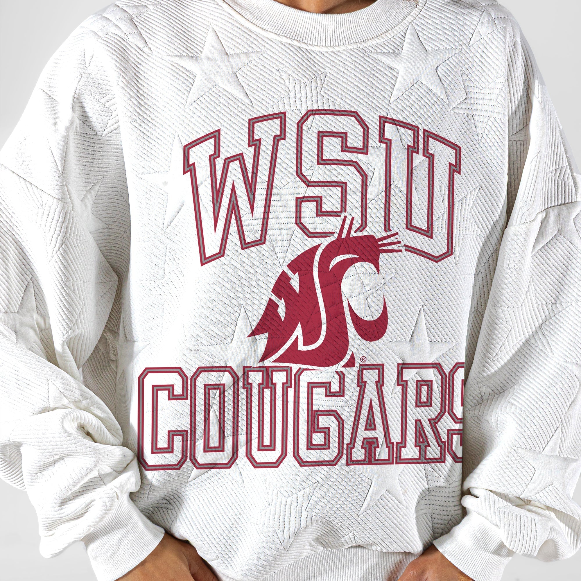 WASHINGTON STATE COUGARS BIG PLAY ENERGY EMBOSSED STAR CREWNECK