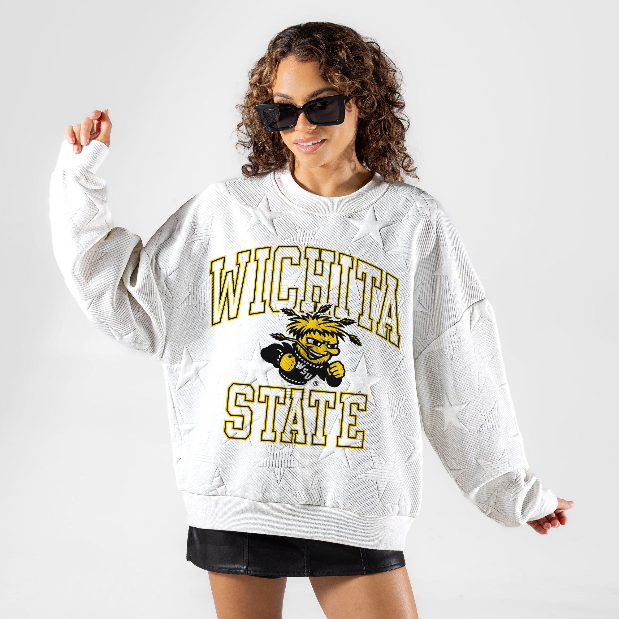 WICHITA STATE SHOCKERS BIG PLAY ENERGY EMBOSSED STAR CREWNECK