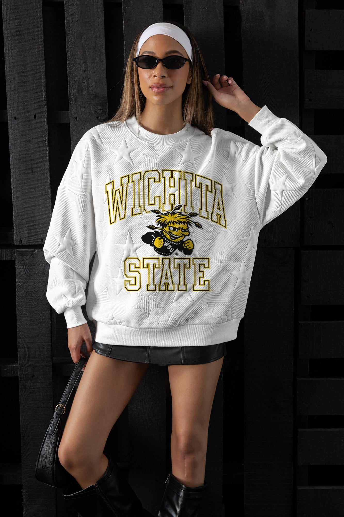 WICHITA STATE SHOCKERS BIG PLAY ENERGY EMBOSSED STAR CREWNECK