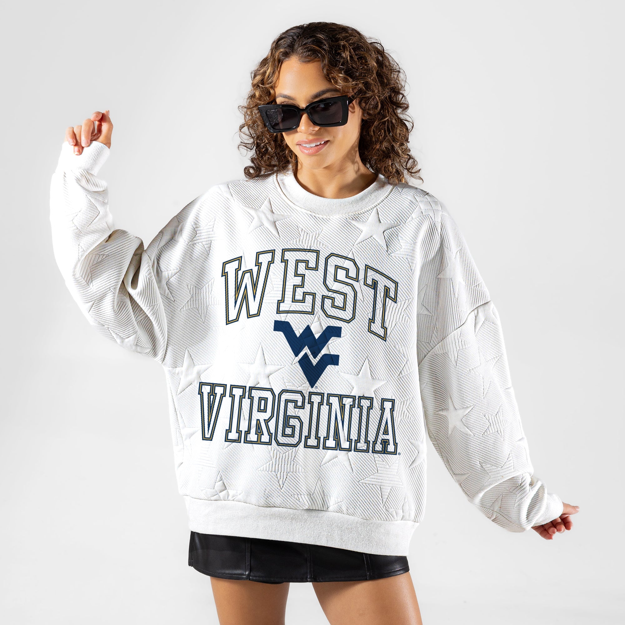 WEST VIRGINIA MOUNTAINEERS BIG PLAY ENERGY EMBOSSED STAR CREWNECK