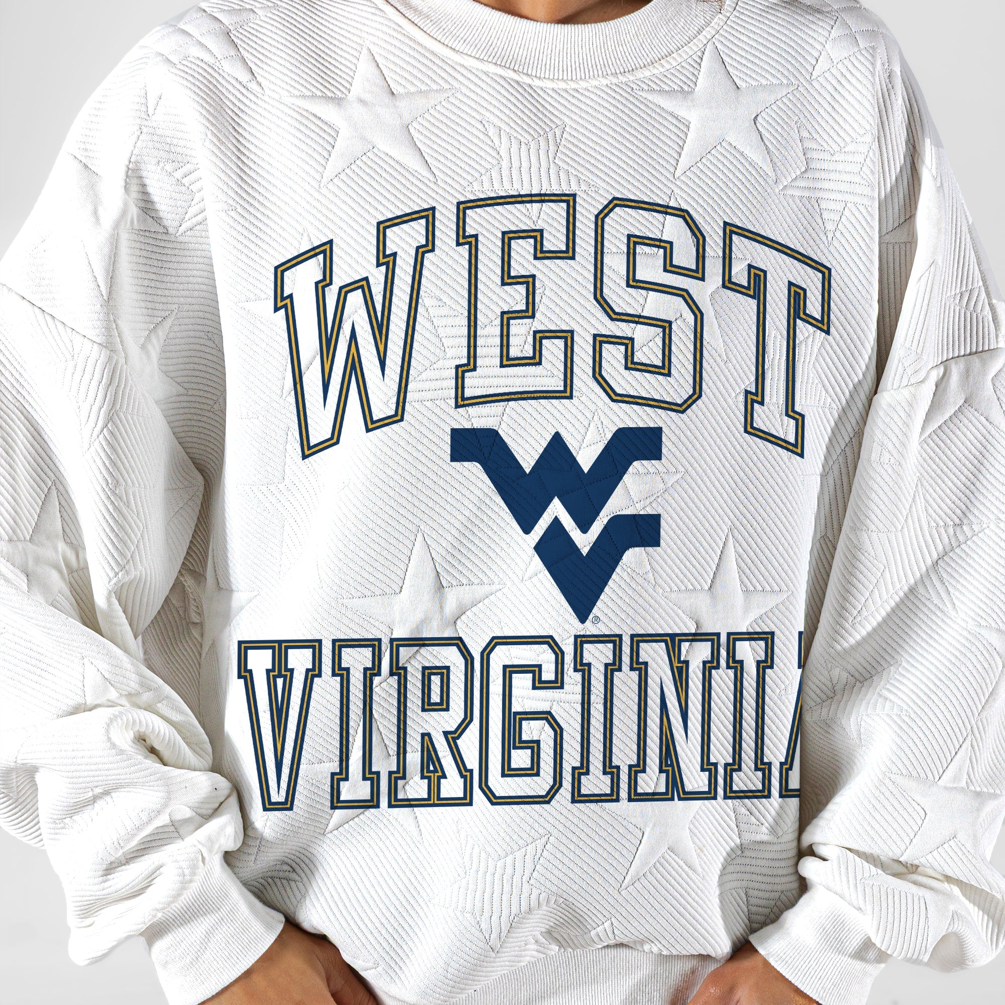 WEST VIRGINIA MOUNTAINEERS BIG PLAY ENERGY EMBOSSED STAR CREWNECK
