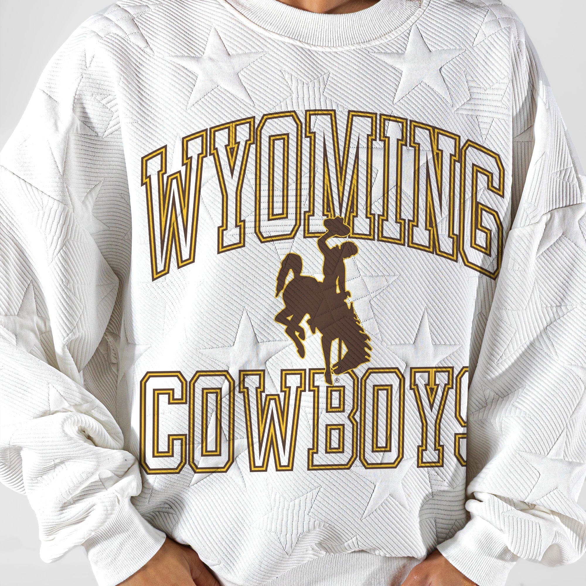 WYOMING COWBOYS BIG PLAY ENERGY EMBOSSED STAR CREWNECK