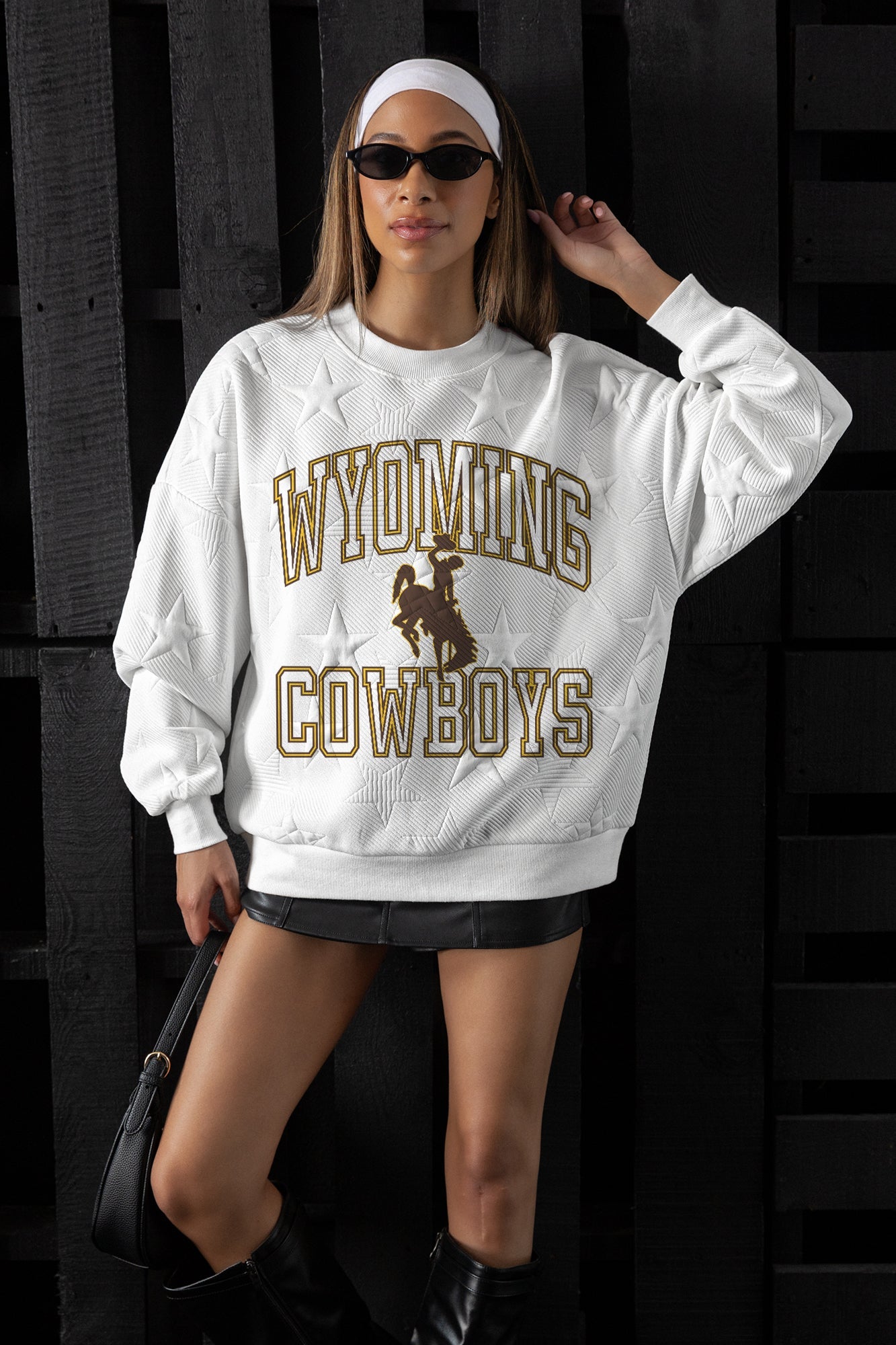 WYOMING COWBOYS BIG PLAY ENERGY EMBOSSED STAR CREWNECK