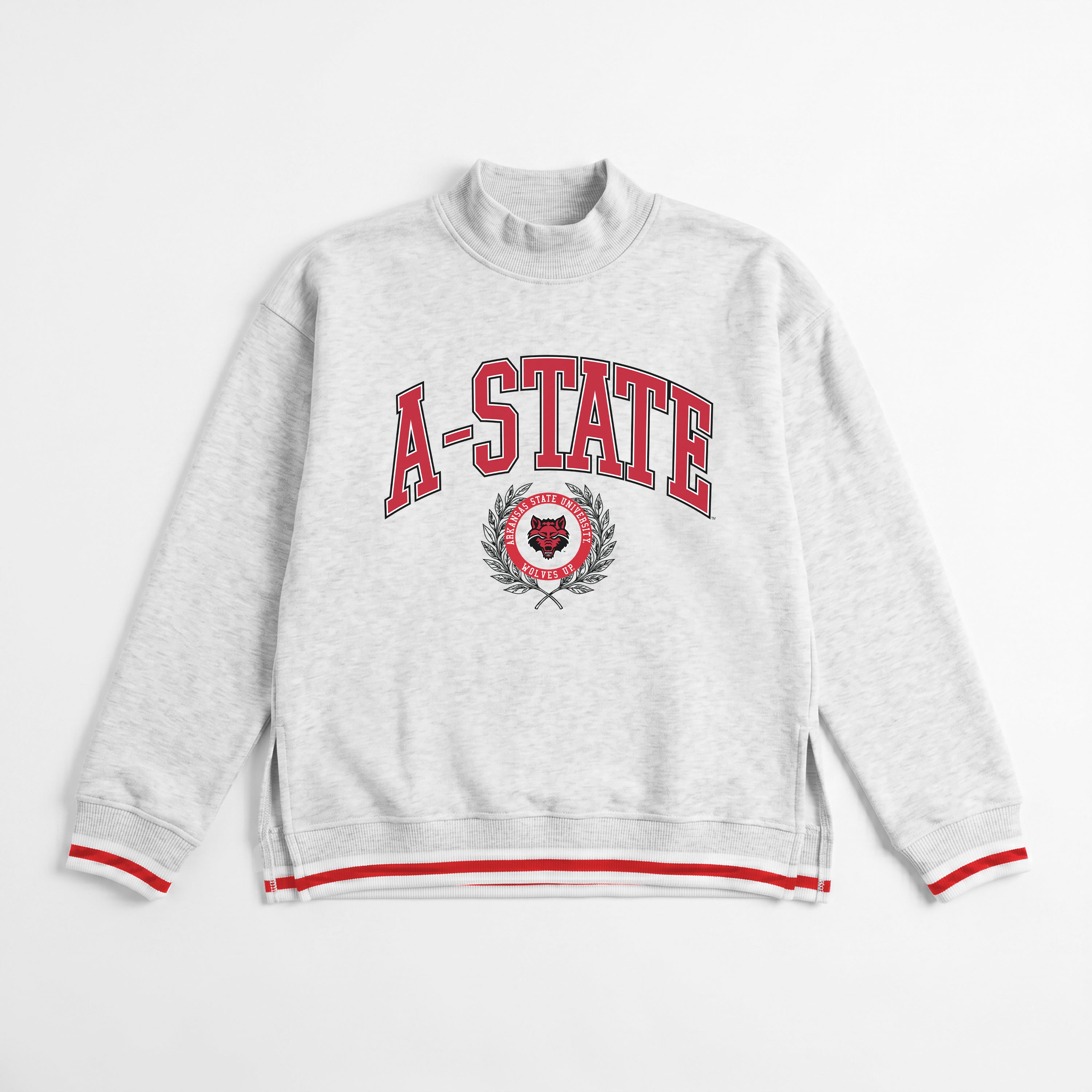 ARKANSAS STATE RED WOLVES RALLY POINT CONTRAST MOCKNECK PULLOVER