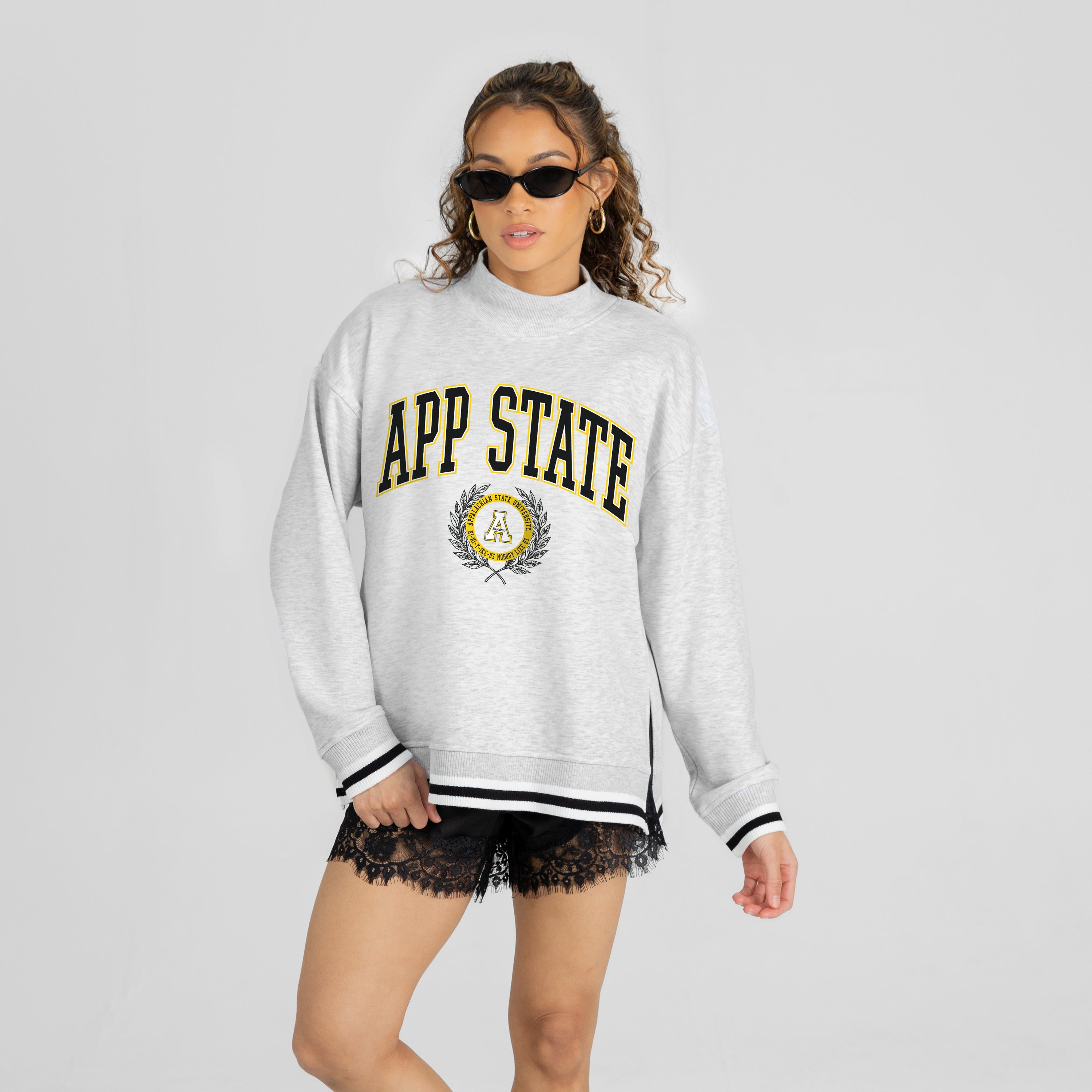 APPALACHIAN STATE MOUNTAINEERS RALLY POINT CONTRAST MOCKNECK PULLOVER