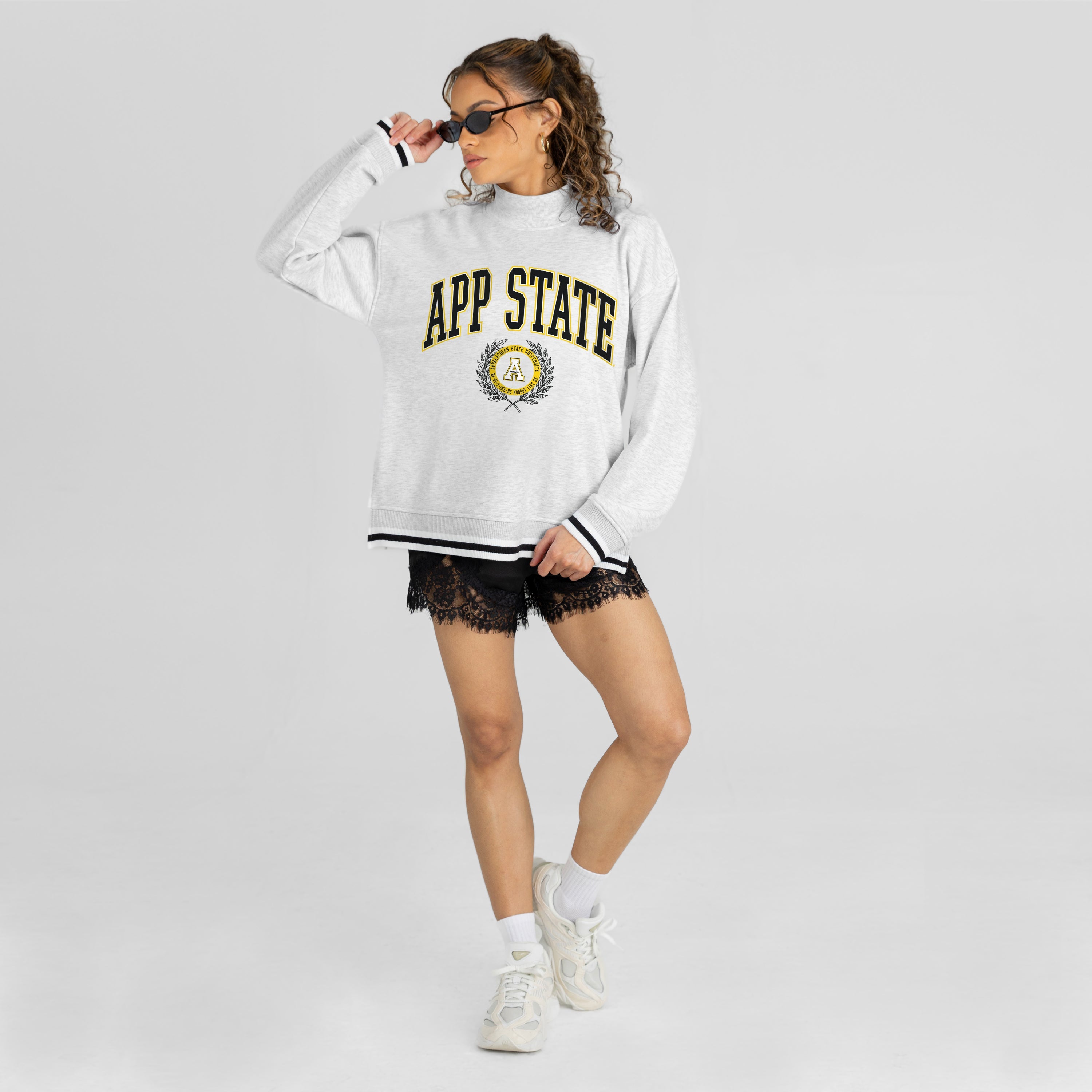 APPALACHIAN STATE MOUNTAINEERS RALLY POINT CONTRAST MOCKNECK PULLOVER