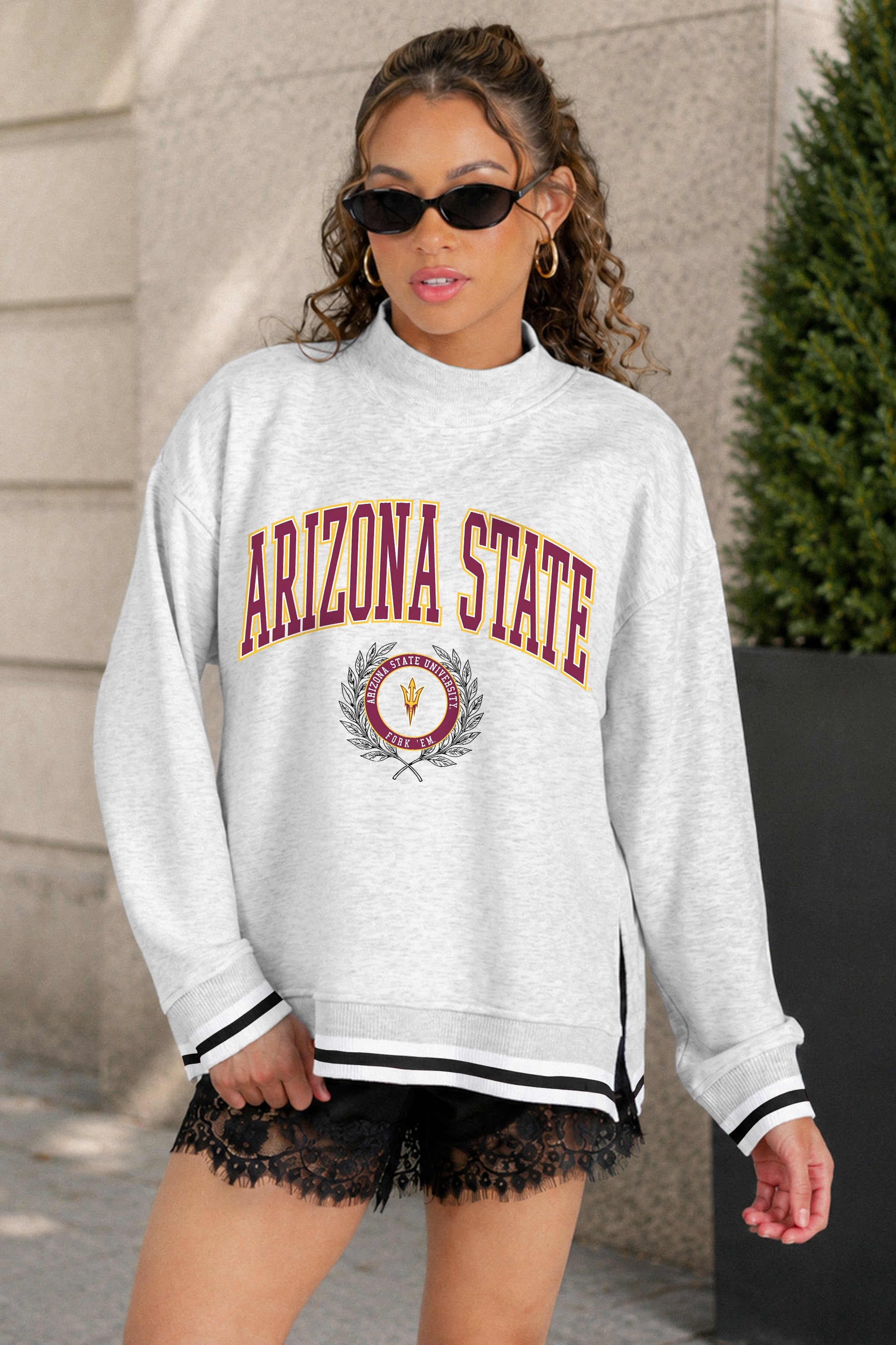 ARIZONA STATE SUN DEVILS RALLY POINT CONTRAST MOCKNECK PULLOVER