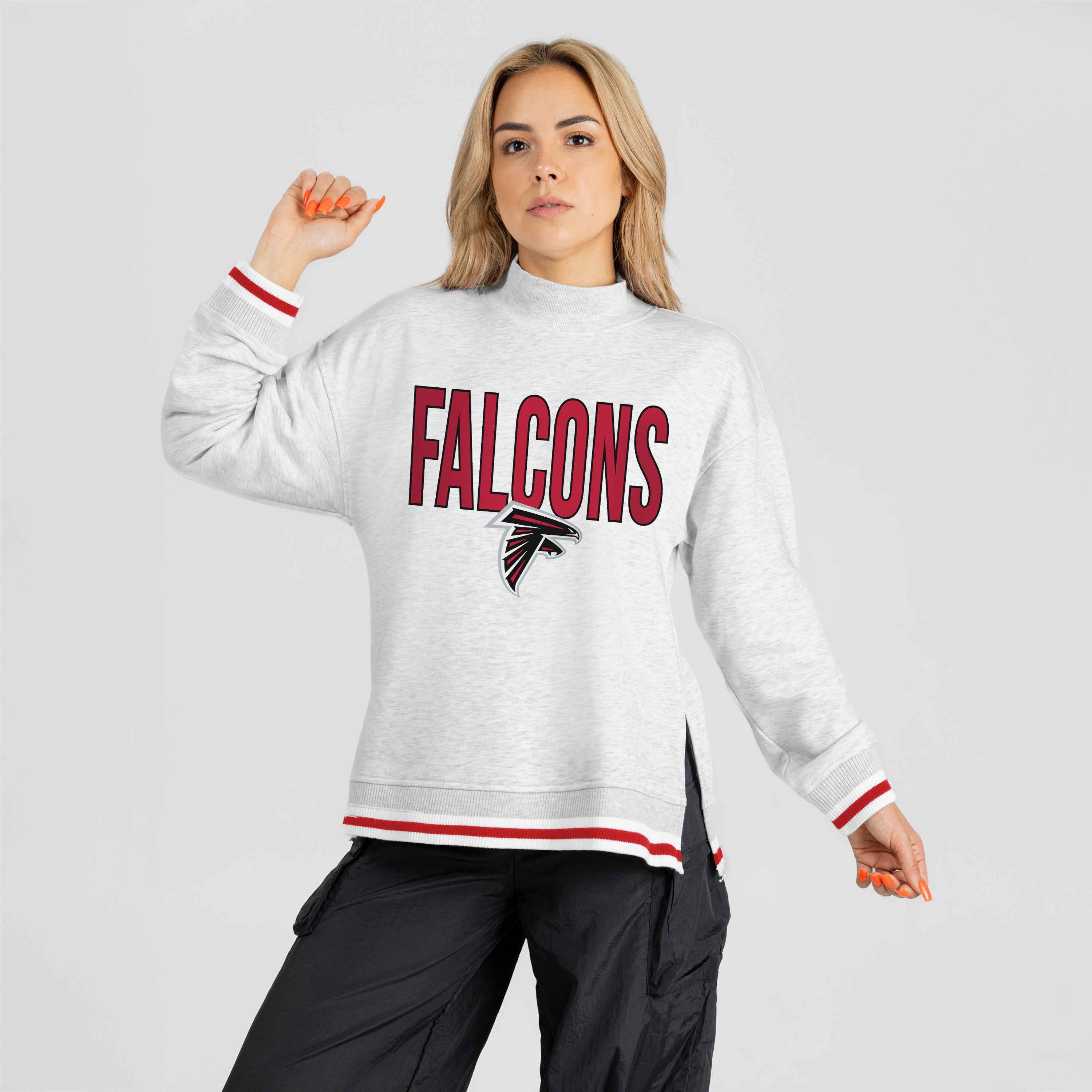 ATLANTA FALCONS RALLY POINT CONTRAST MOCKNECK PULLOVER