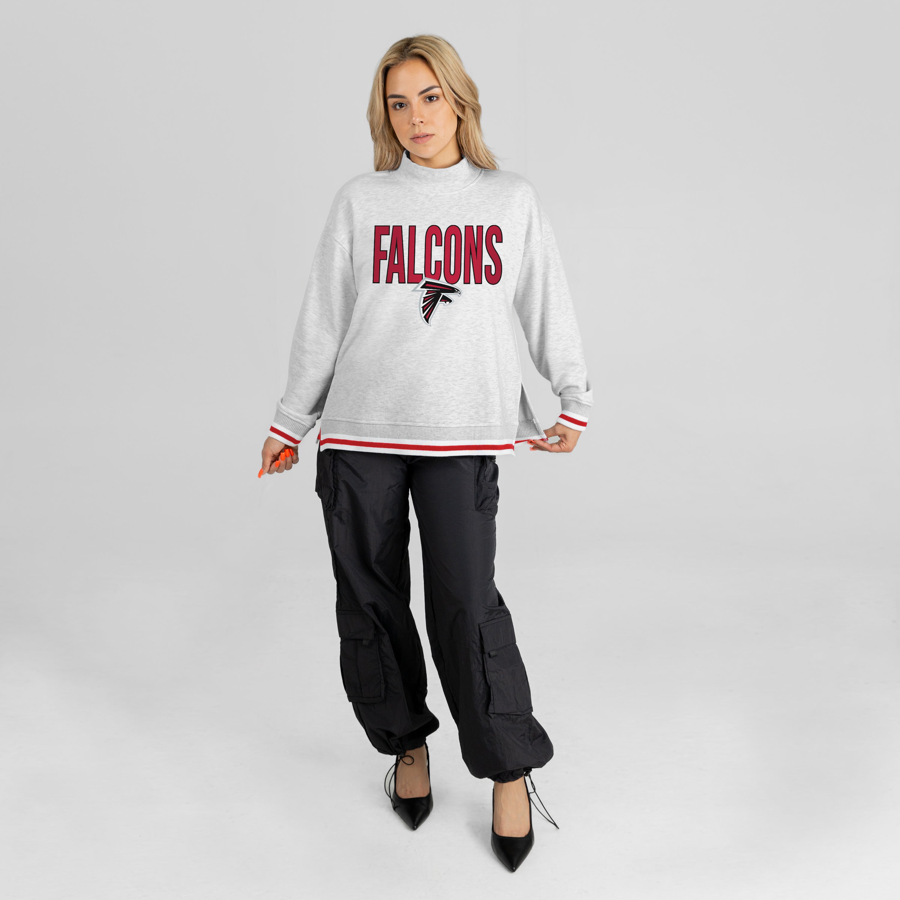 ATLANTA FALCONS RALLY POINT CONTRAST MOCKNECK PULLOVER