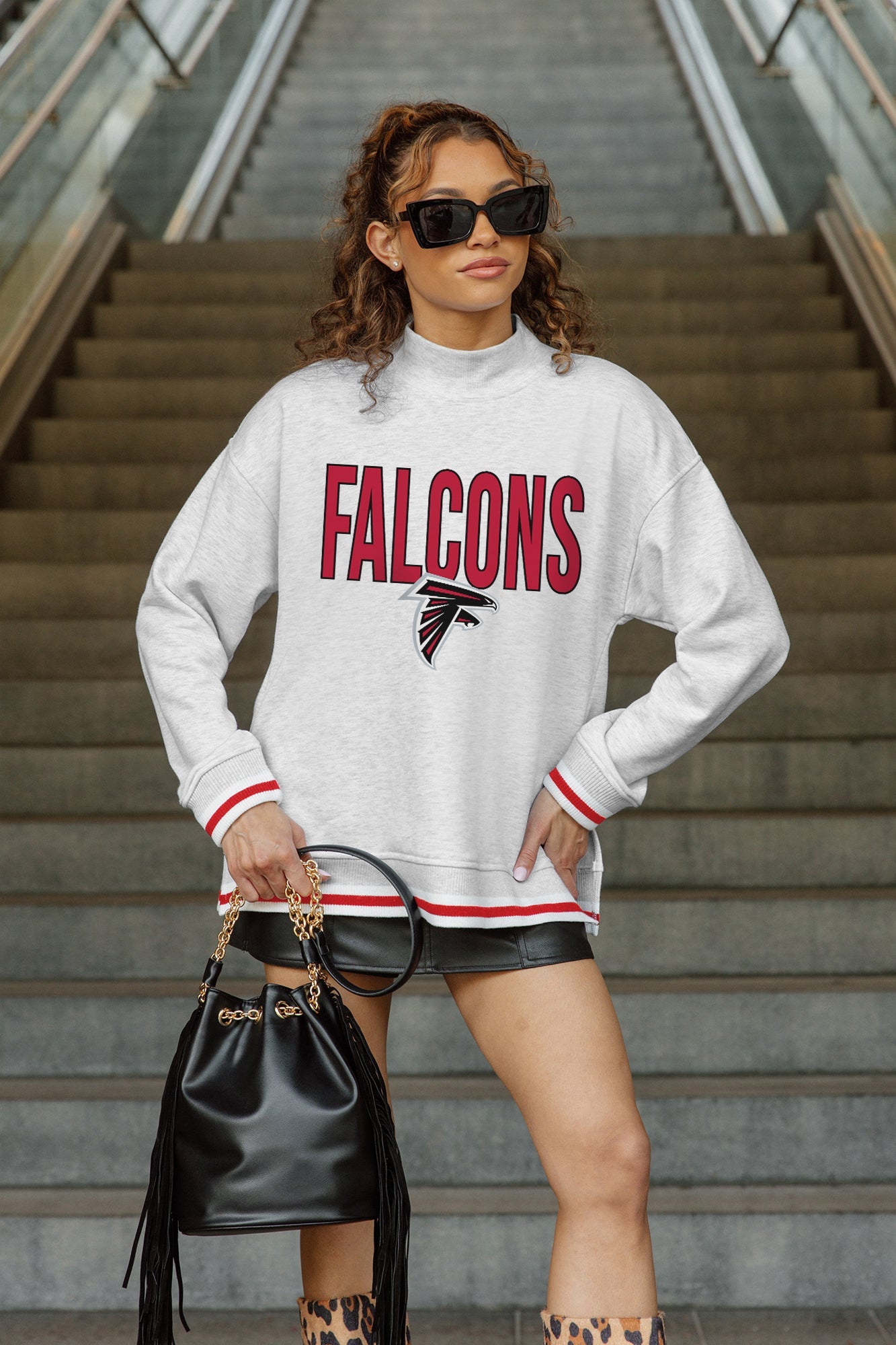 ATLANTA FALCONS RALLY POINT CONTRAST MOCKNECK PULLOVER