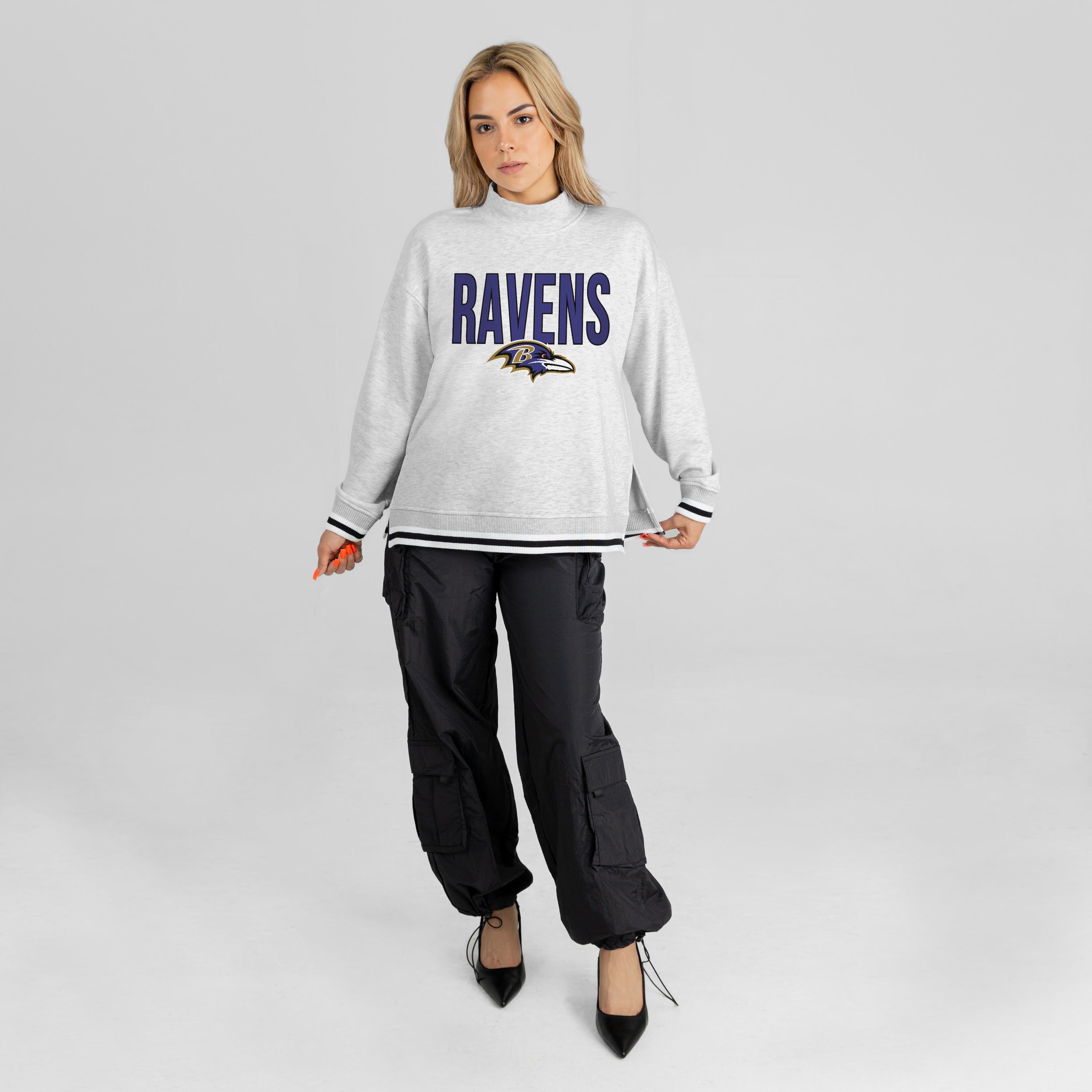 BALTIMORE RAVENS RALLY POINT CONTRAST MOCKNECK PULLOVER