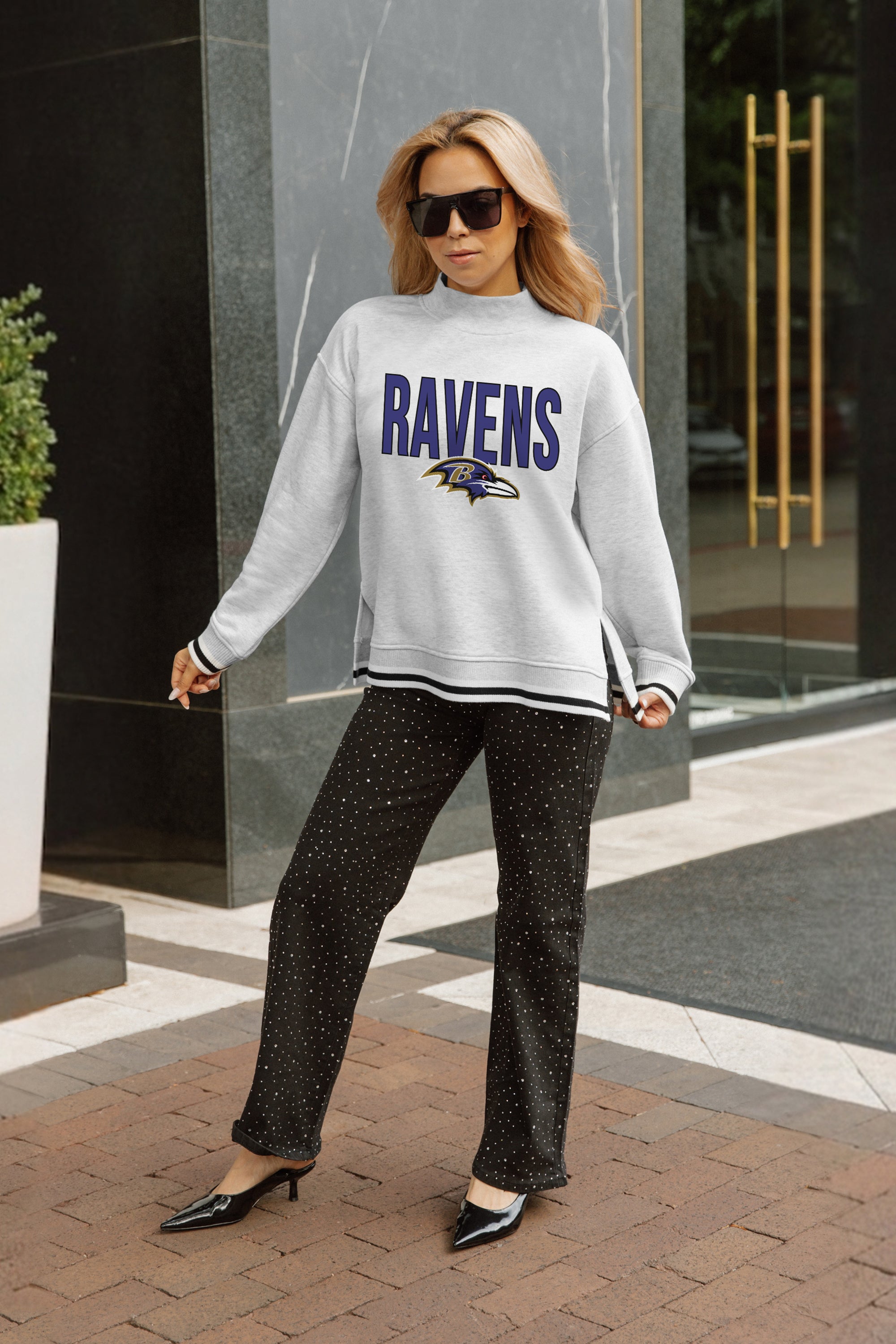 BALTIMORE RAVENS RALLY POINT CONTRAST MOCKNECK PULLOVER