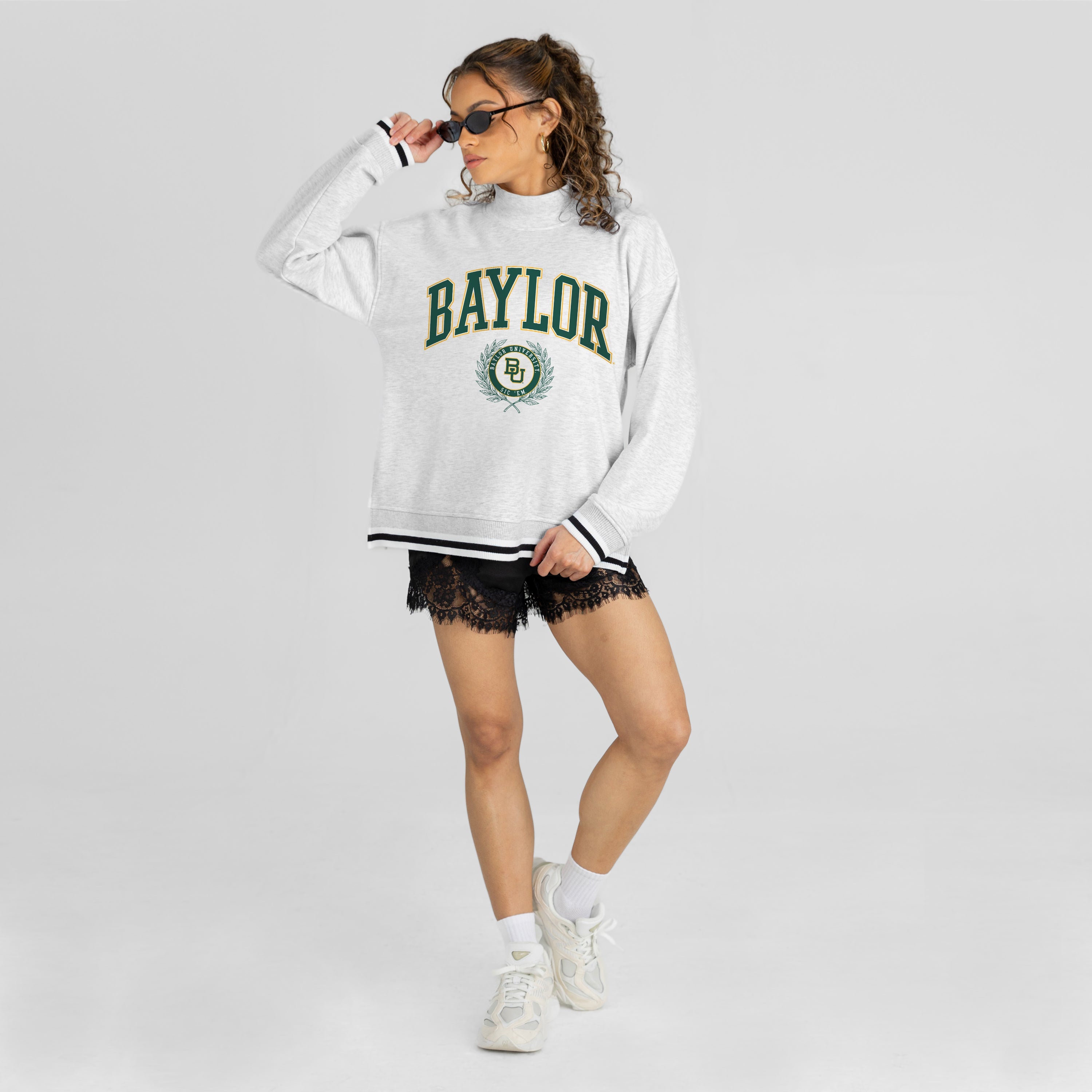 BAYLOR BEARS RALLY POINT CONTRAST MOCKNECK PULLOVER