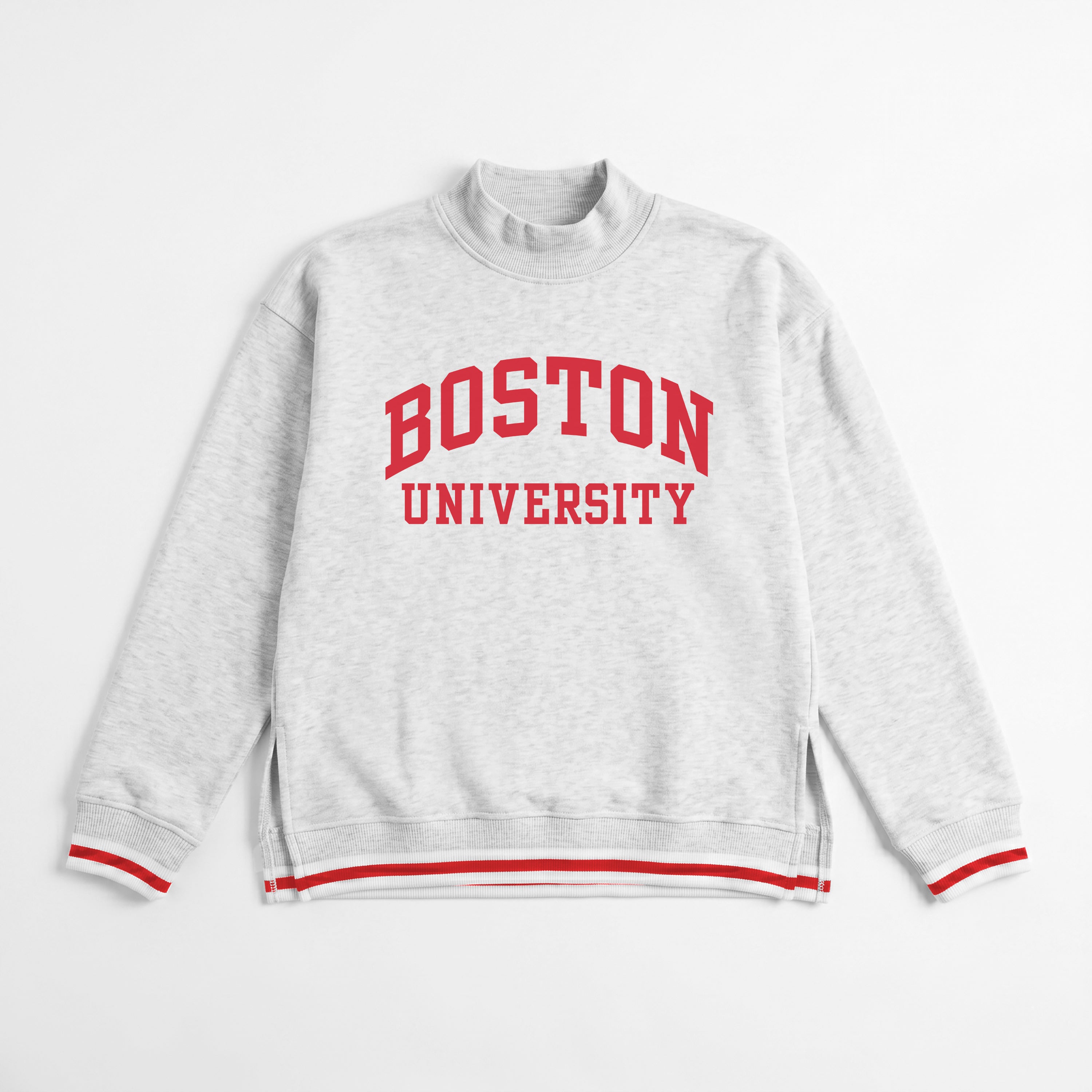 BOSTON UNIVERSITY TERRIERS RALLY POINT CONTRAST MOCKNECK PULLOVER