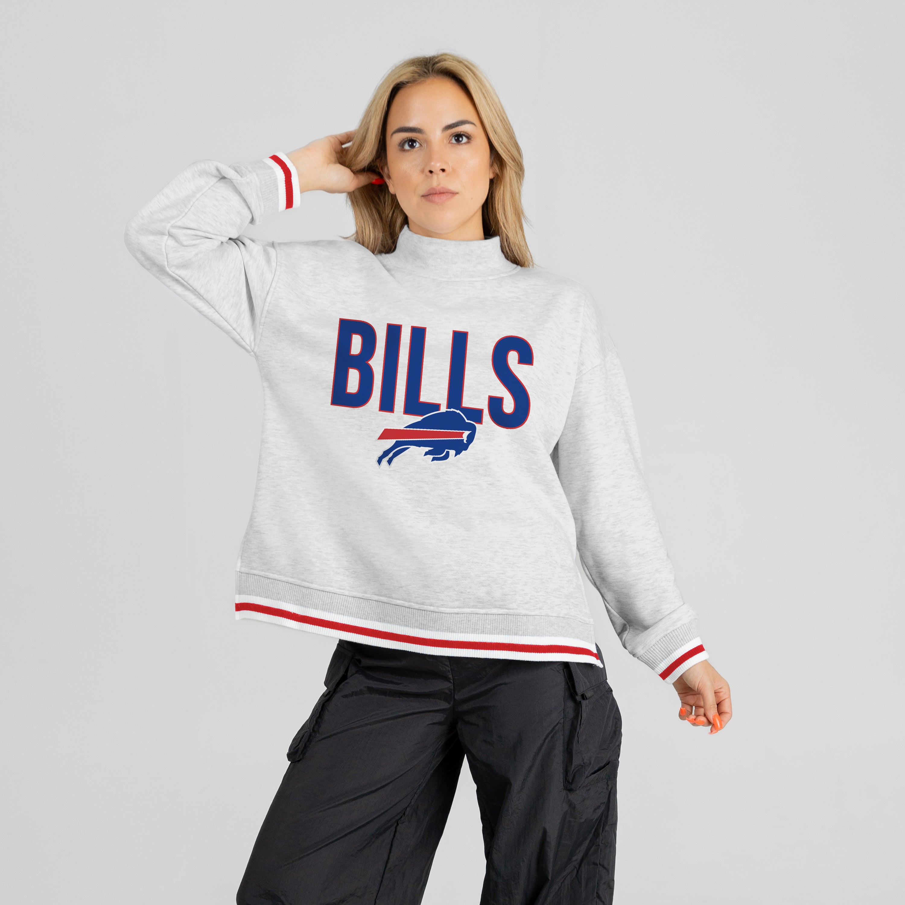 BUFFALO BILLS RALLY POINT CONTRAST MOCKNECK PULLOVER