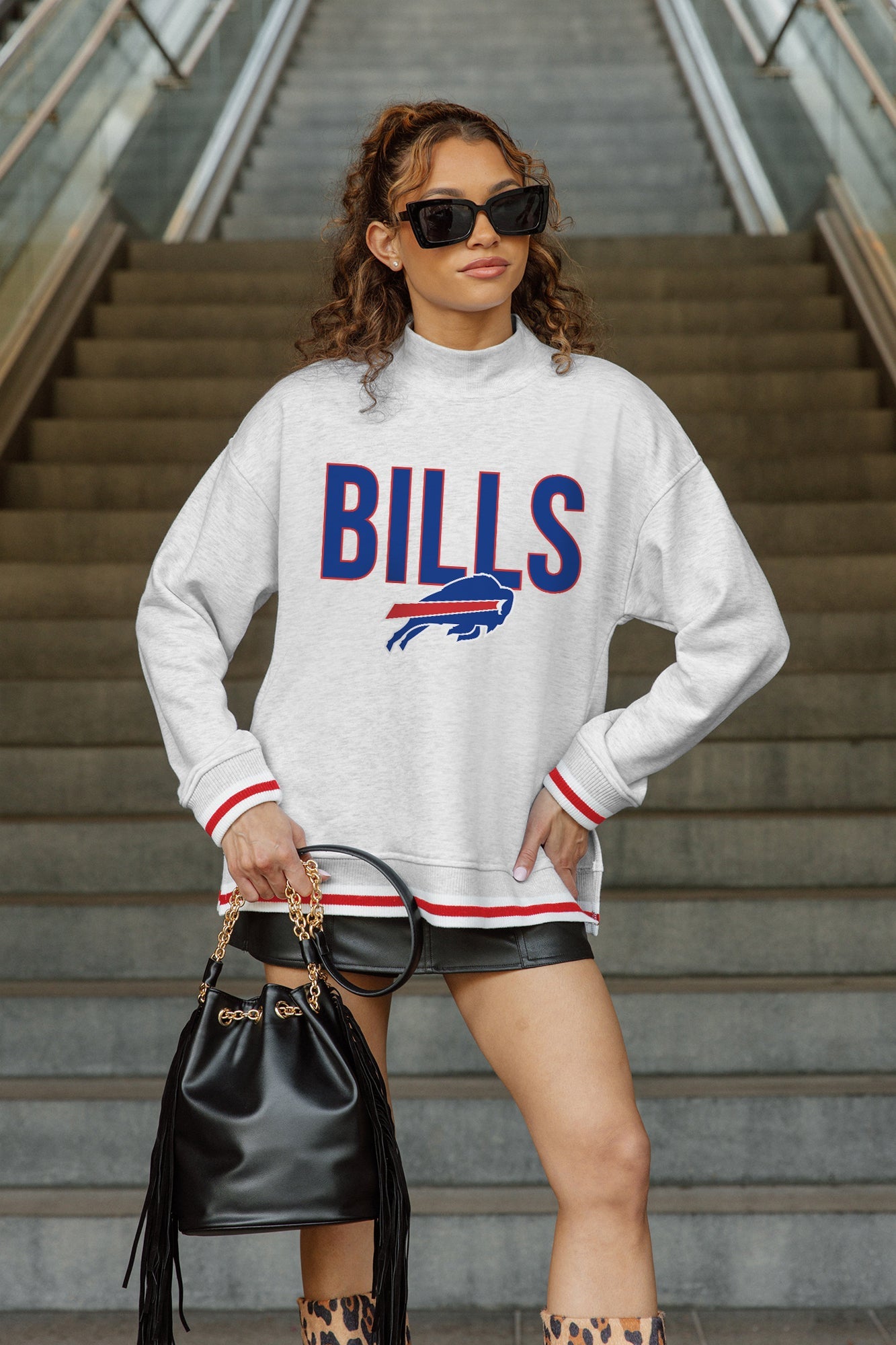 BUFFALO BILLS RALLY POINT CONTRAST MOCKNECK PULLOVER