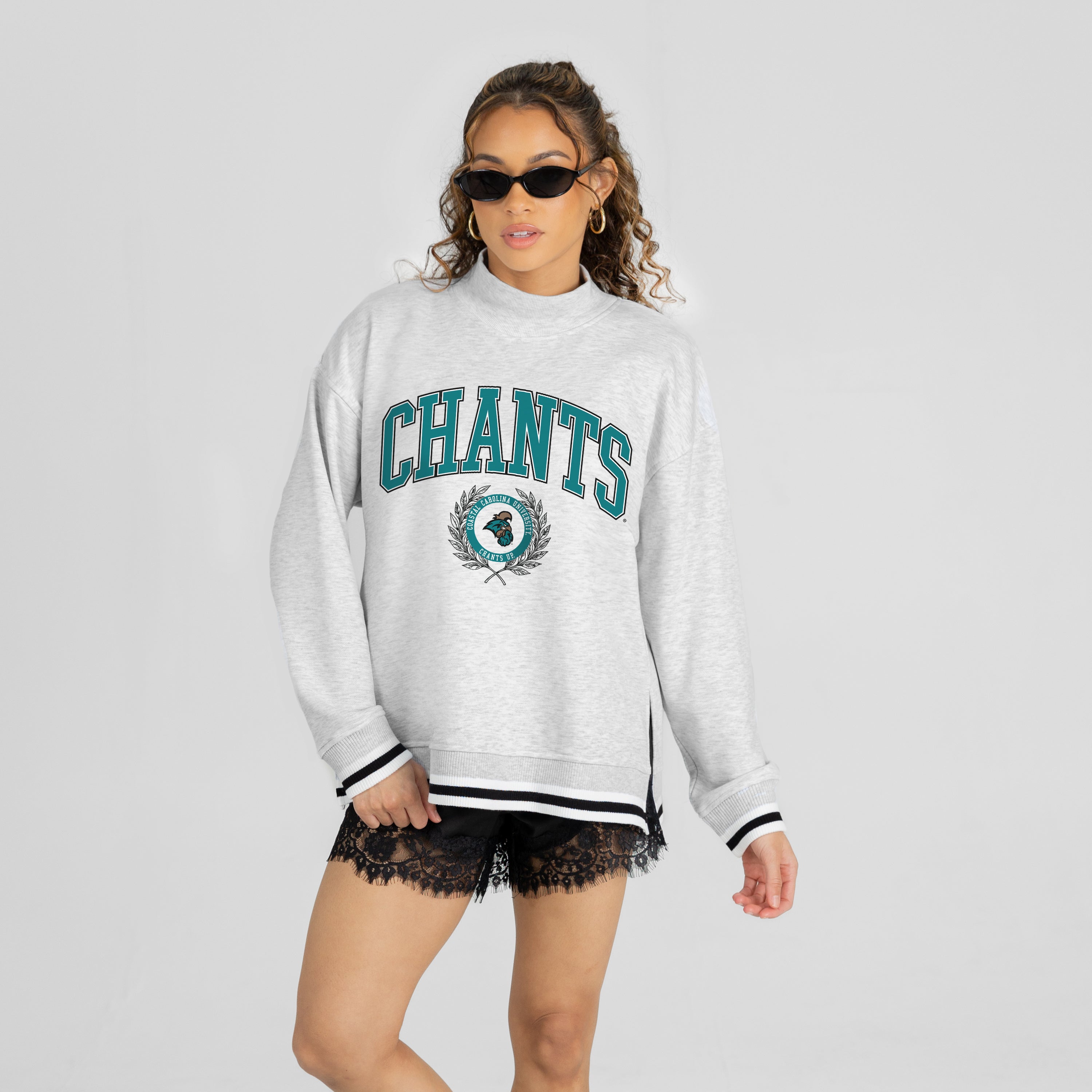 COASTAL CAROLINA CHANTICLEERS RALLY POINT CONTRAST MOCKNECK PULLOVER