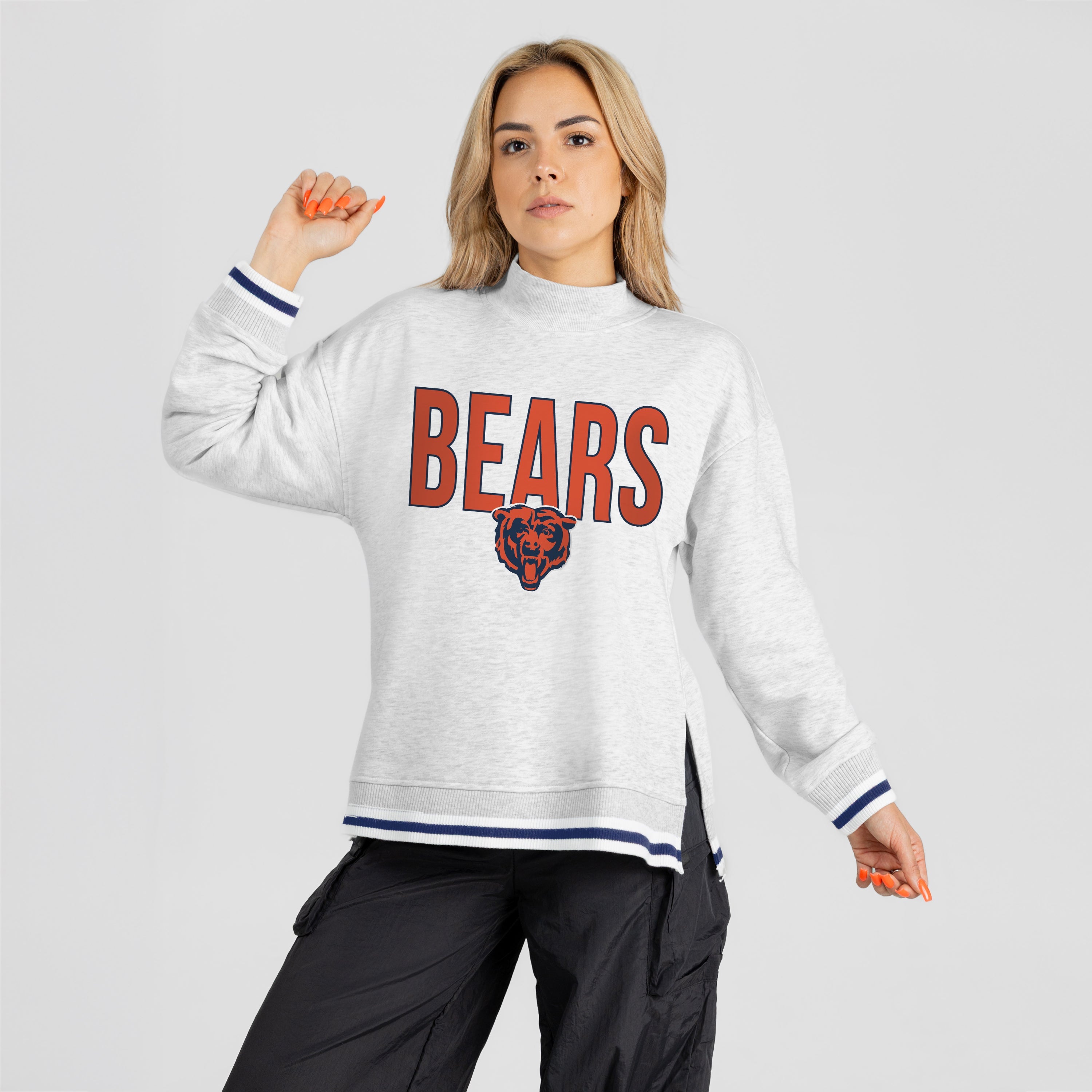 CHICAGO BEARS RALLY POINT CONTRAST MOCKNECK PULLOVER