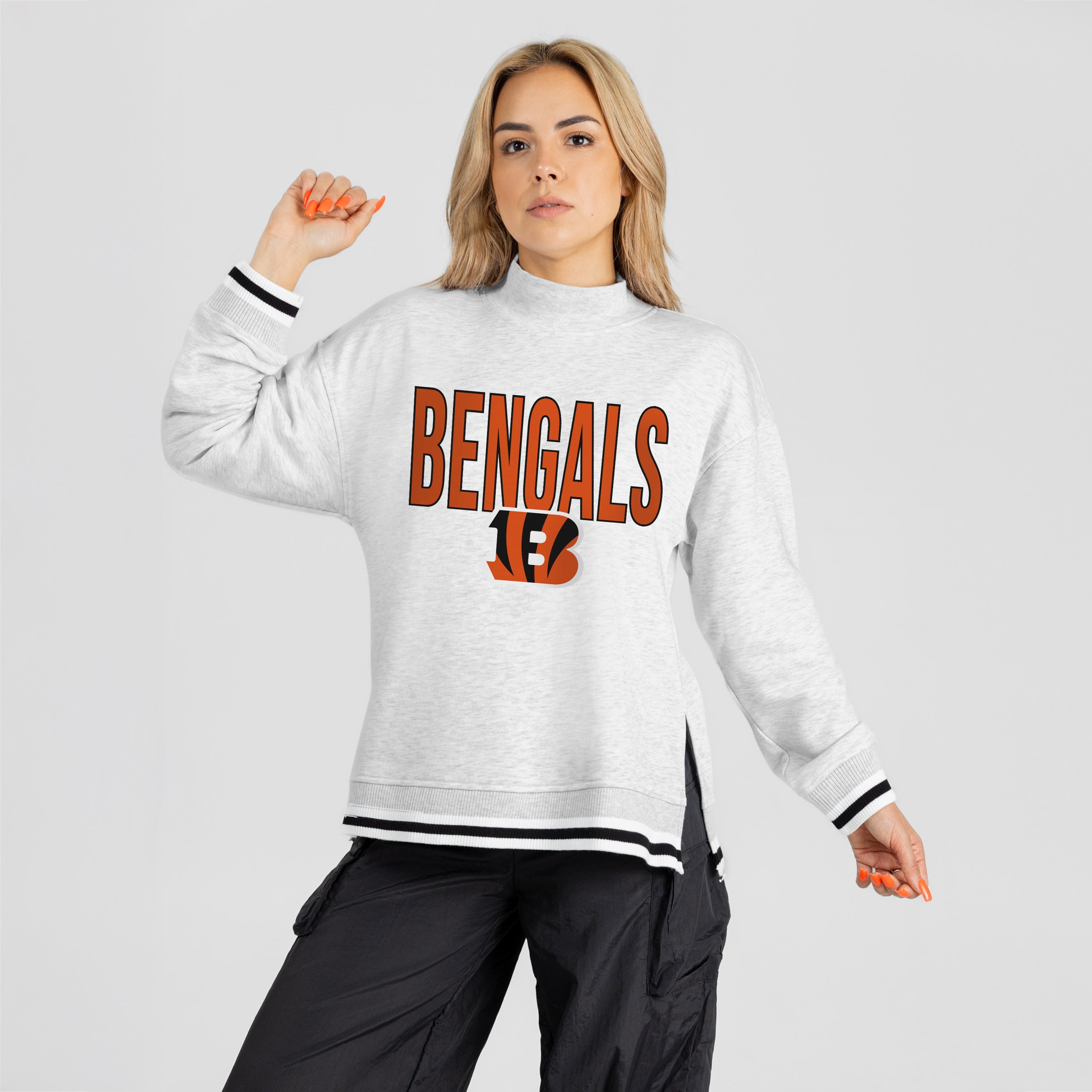 CINCINNATI BENGALS RALLY POINT CONTRAST MOCKNECK PULLOVER
