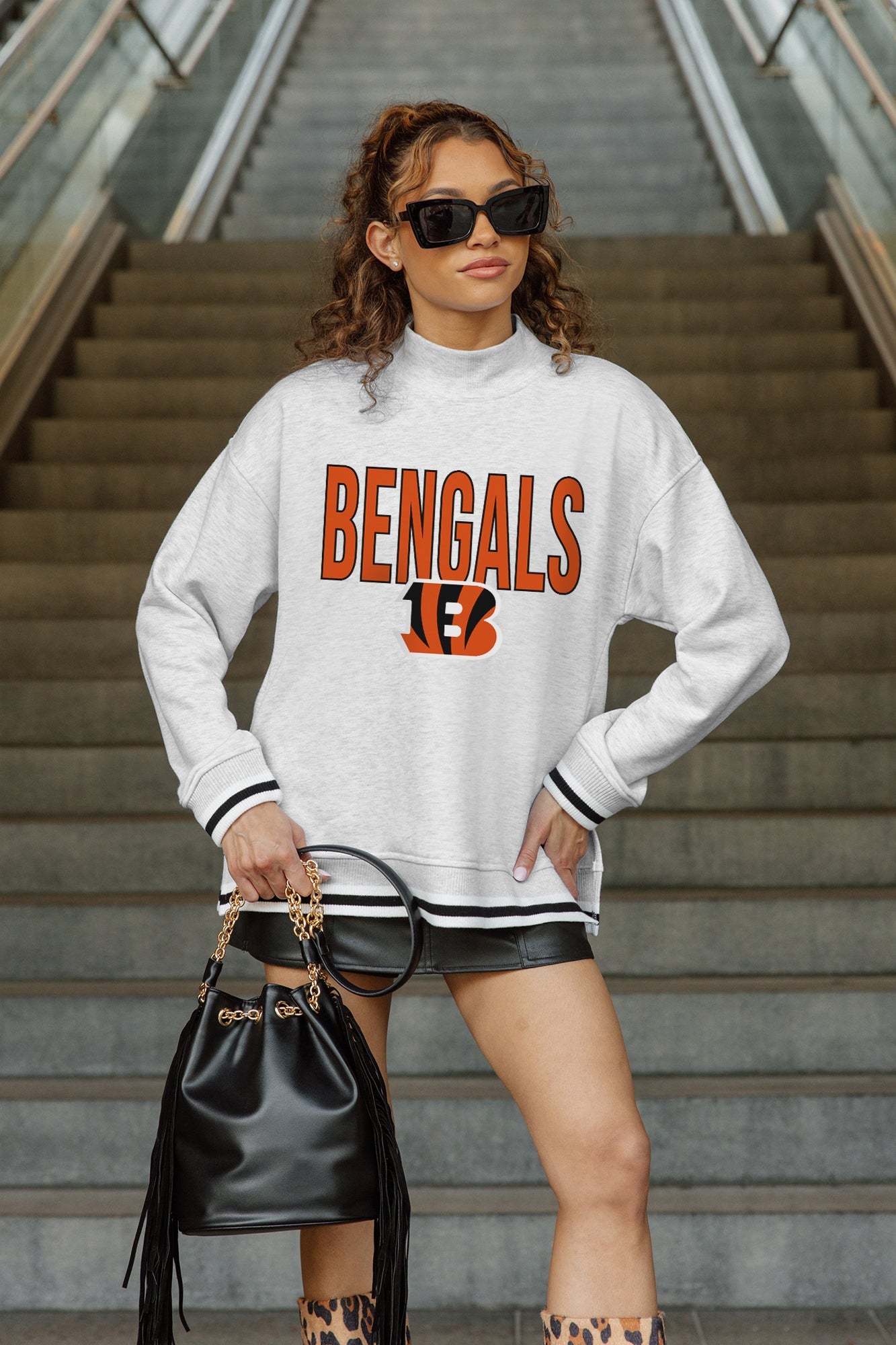 CINCINNATI BENGALS RALLY POINT CONTRAST MOCKNECK PULLOVER