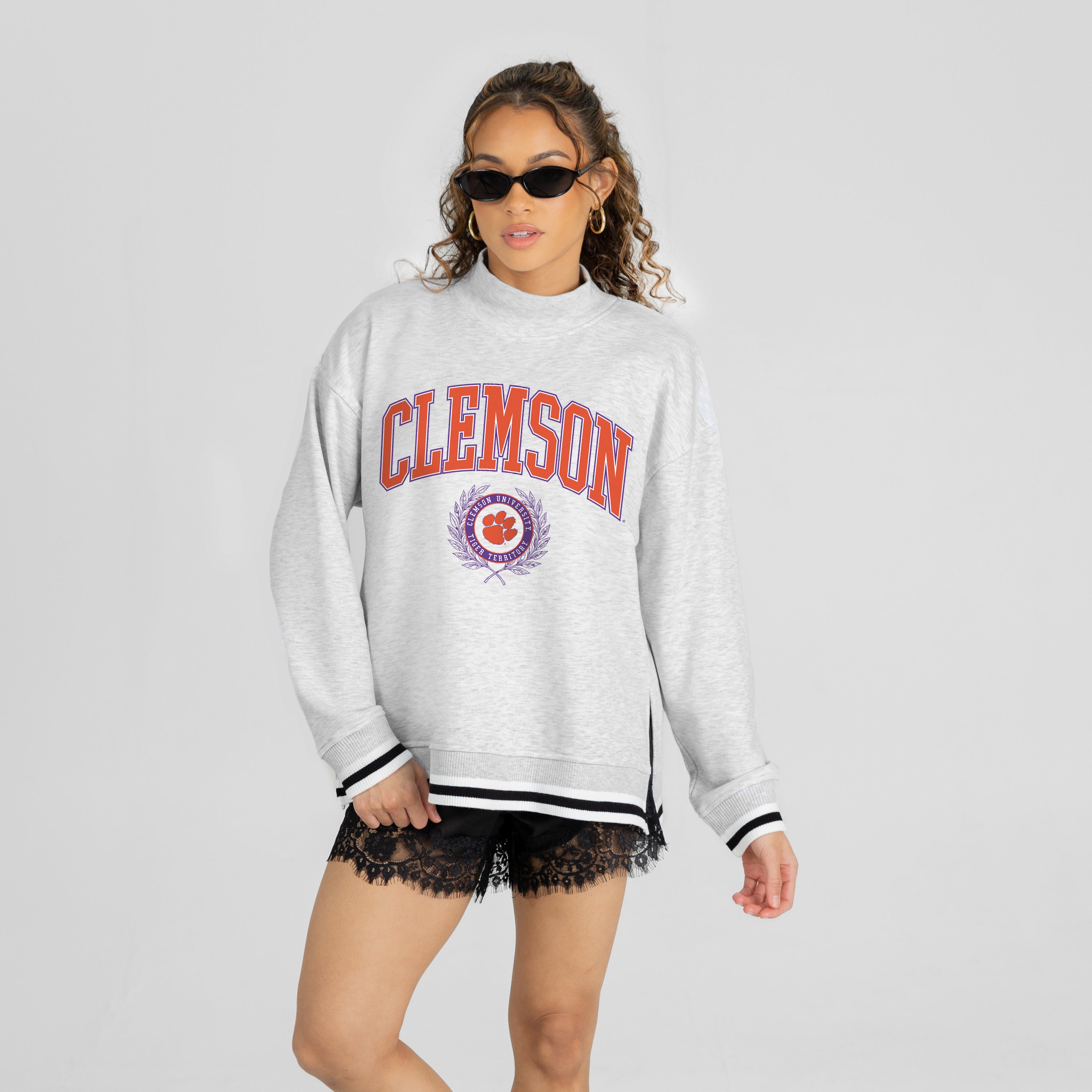 CLEMSON TIGERS RALLY POINT CONTRAST MOCKNECK PULLOVER